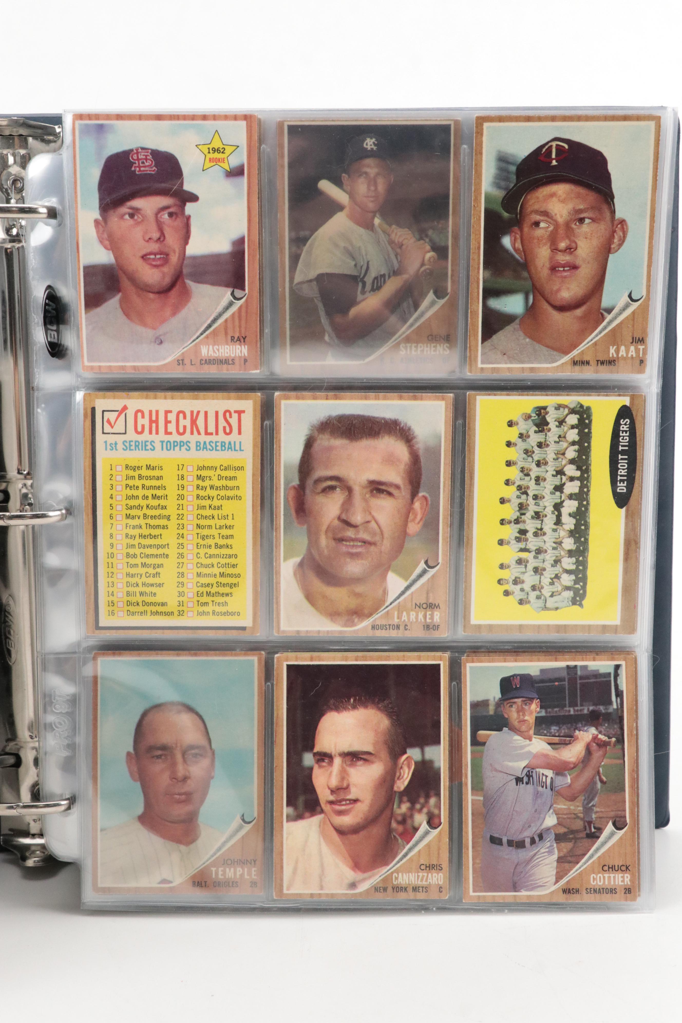 1962 Topps Baseball Cards Featuring Jim Kaat, Orlando Cepeda, and More