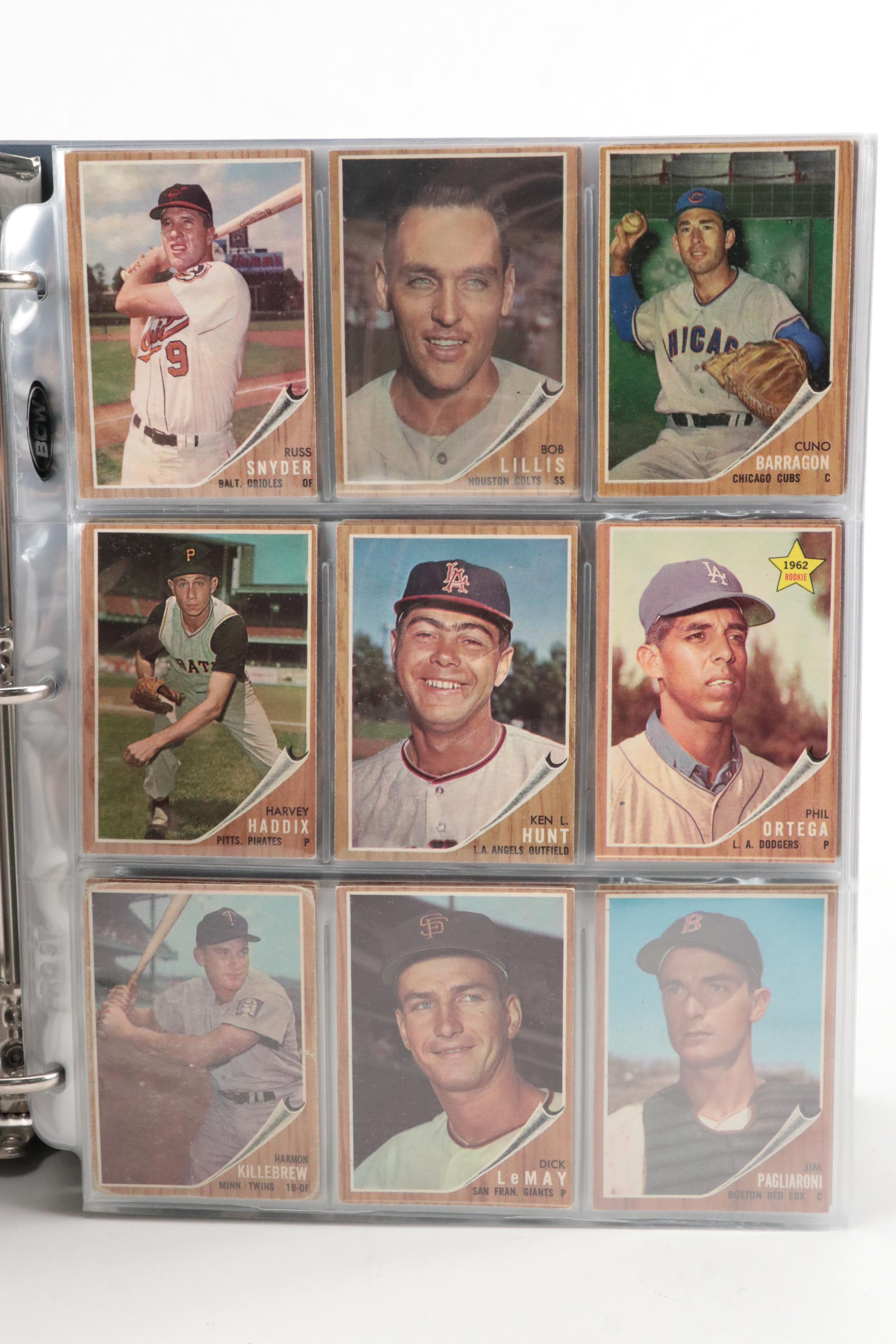 1962 Topps Baseball Cards Featuring Jim Kaat, Orlando Cepeda, and More