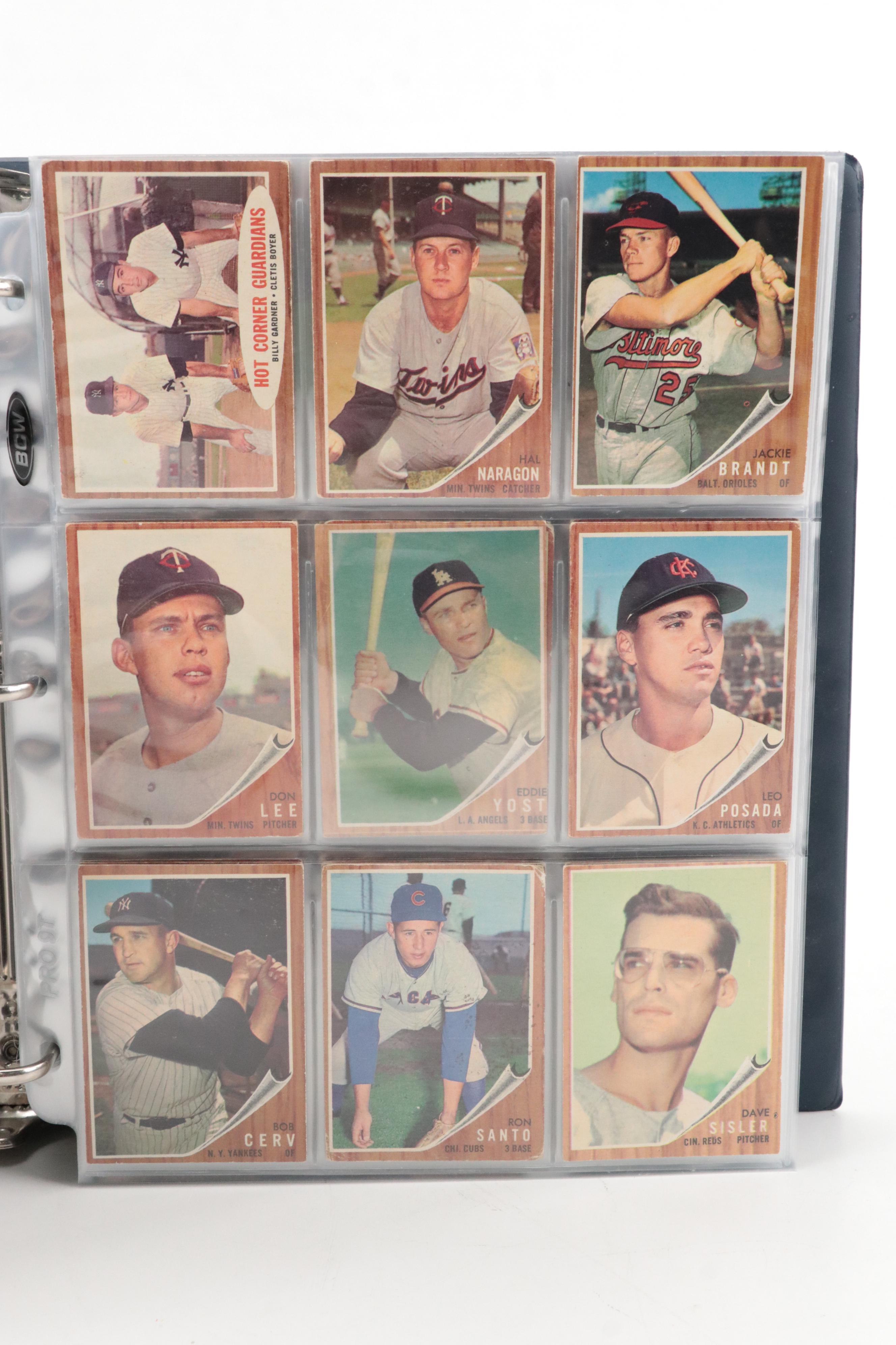 1962 Topps Baseball Cards Featuring Jim Kaat, Orlando Cepeda, and More