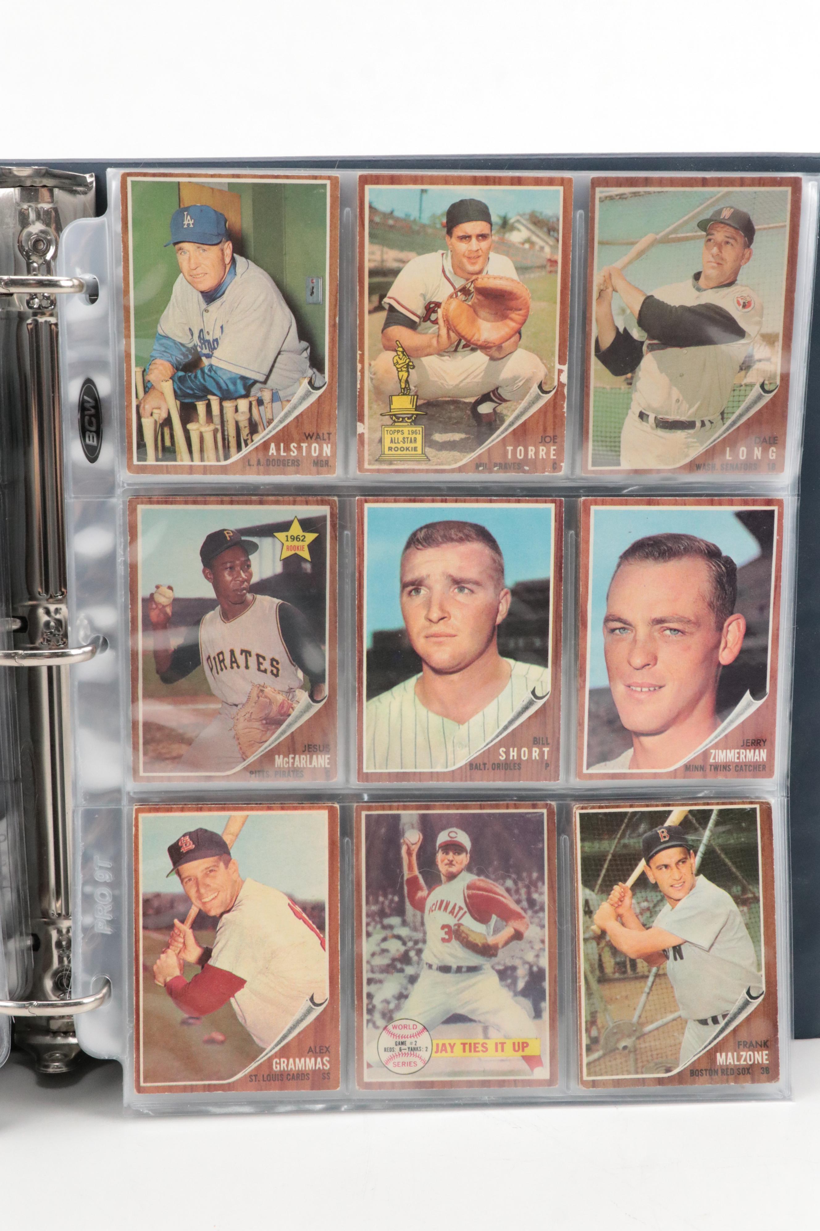 1962 Topps Baseball Cards Featuring Jim Kaat, Orlando Cepeda, and More