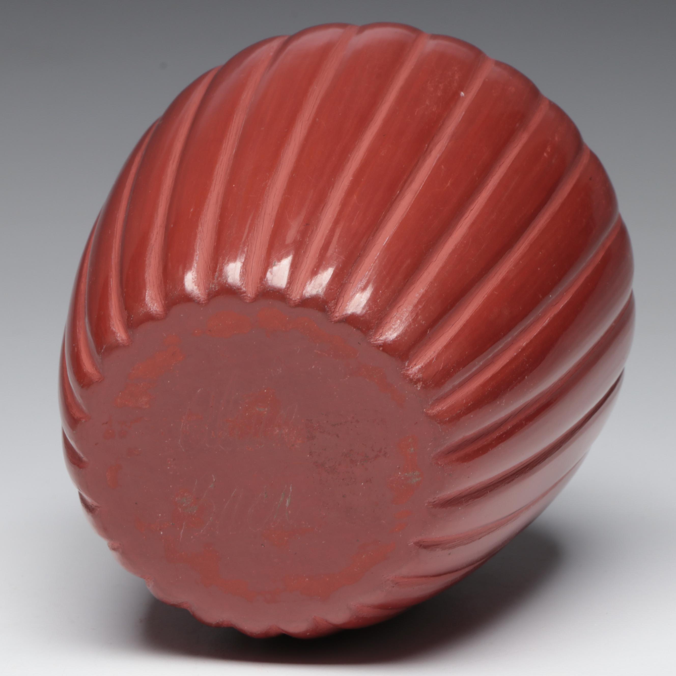 David Baca and Alvin Baca Santa Clara Pueblo Redware Pottery Vase and Seed Pot