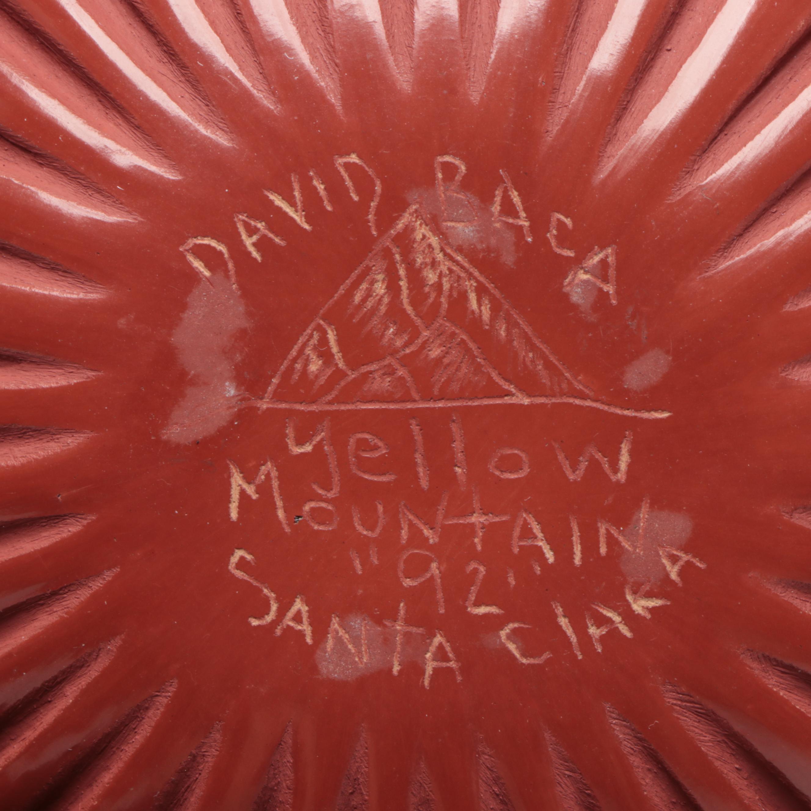 David Baca and Alvin Baca Santa Clara Pueblo Redware Pottery Vase and Seed Pot