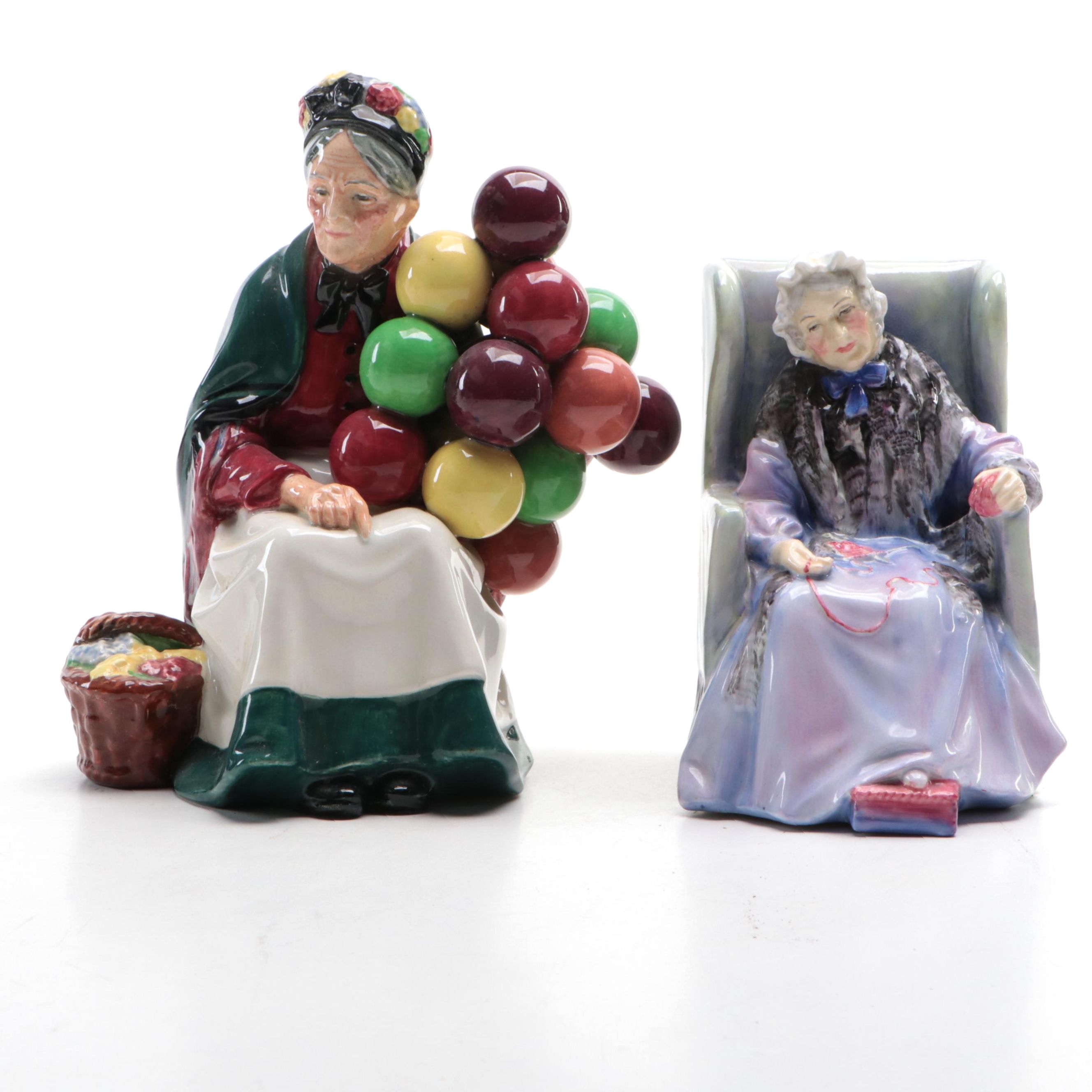 Royal Doulton "The Old Balloon Seller" and "Joan" Porcelain Figurines