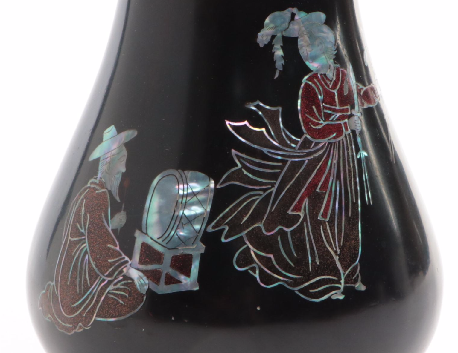 Chinese Enameled Metal and Abalone Inlay Vase, Mid to Late 20th Century