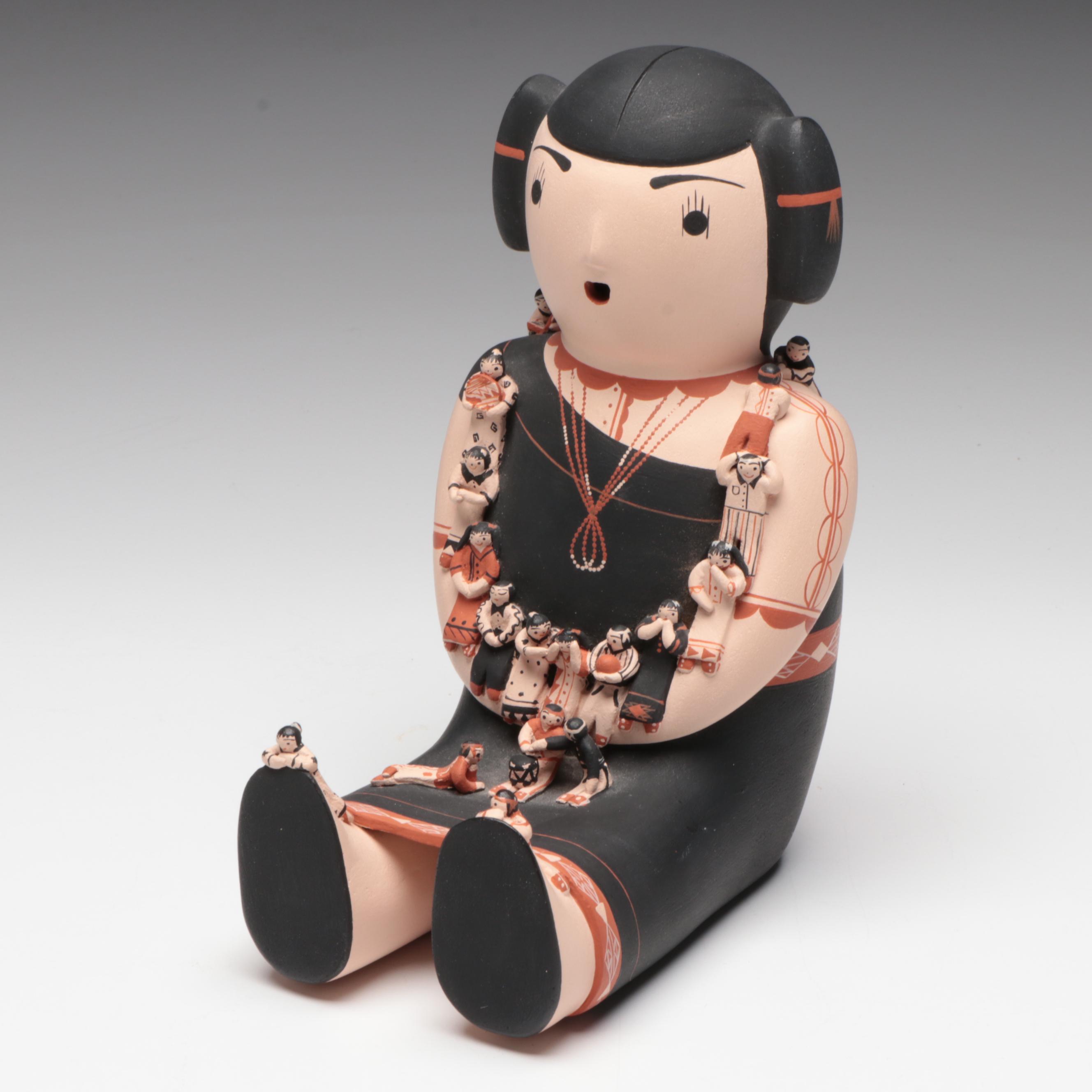 Dena M. Suina Cochiti Pueblo Painted Clay Storyteller Figure
