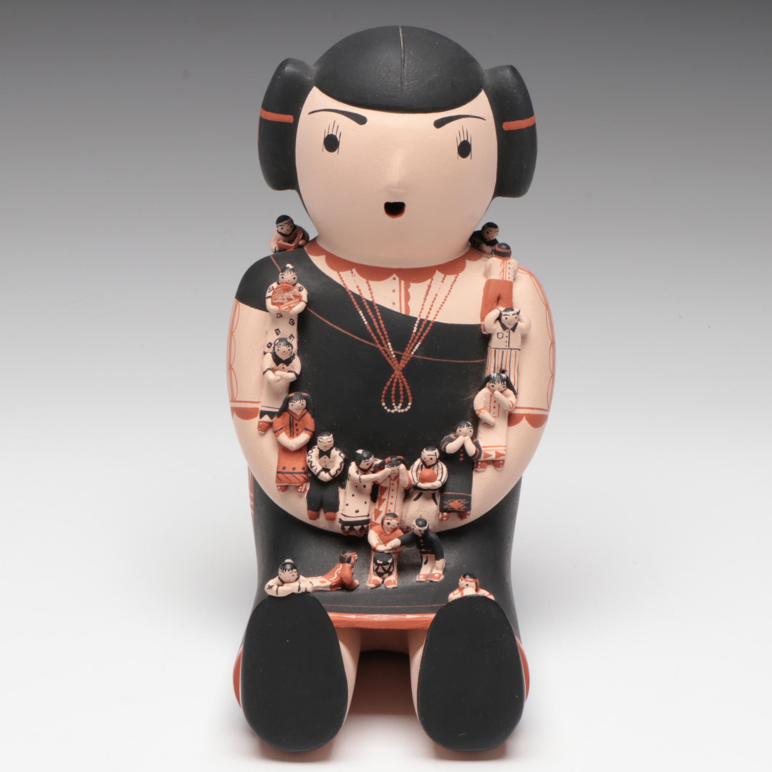 Dena M. Suina Cochiti Pueblo Painted Clay Storyteller Figure