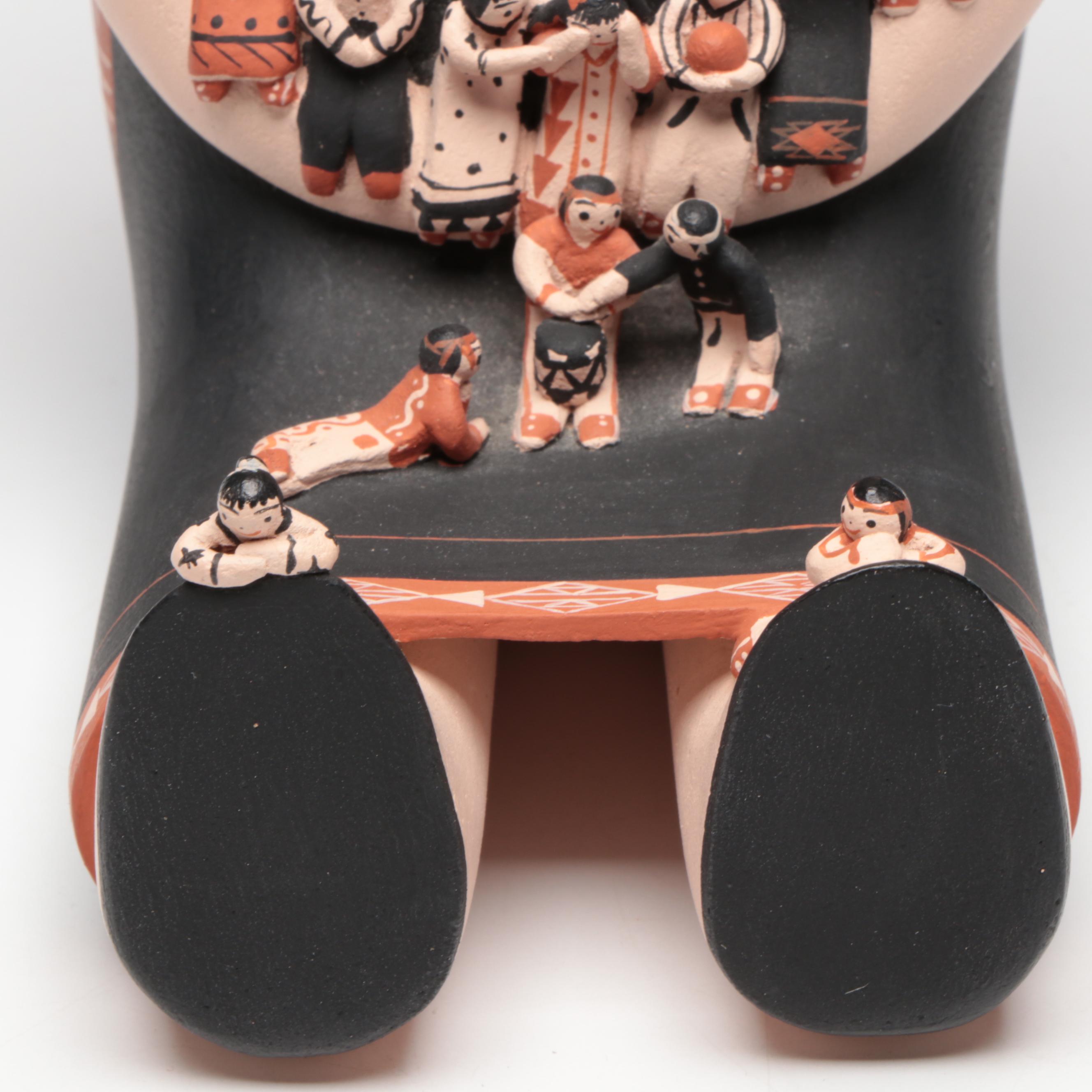 Dena M. Suina Cochiti Pueblo Painted Clay Storyteller Figure