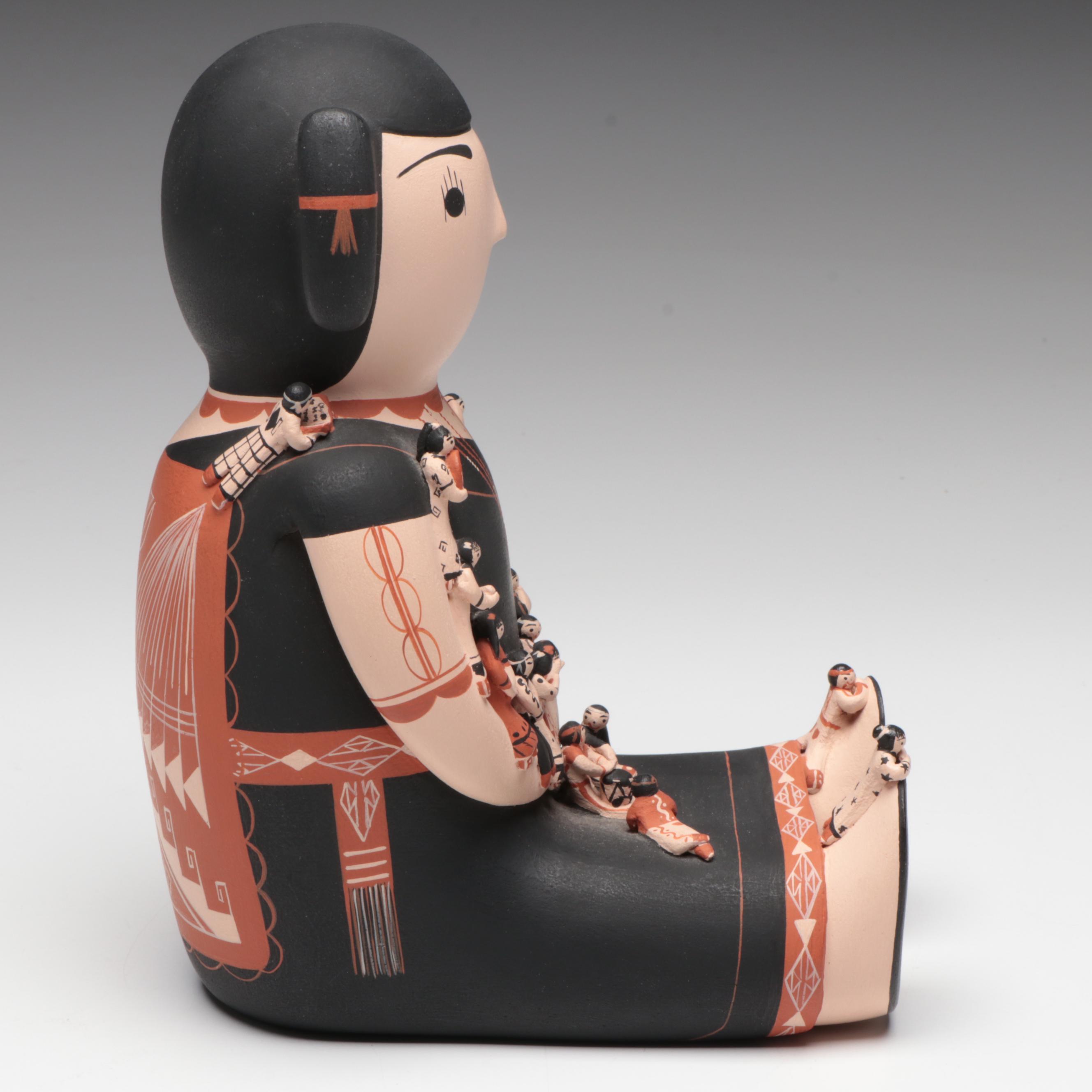Dena M. Suina Cochiti Pueblo Painted Clay Storyteller Figure
