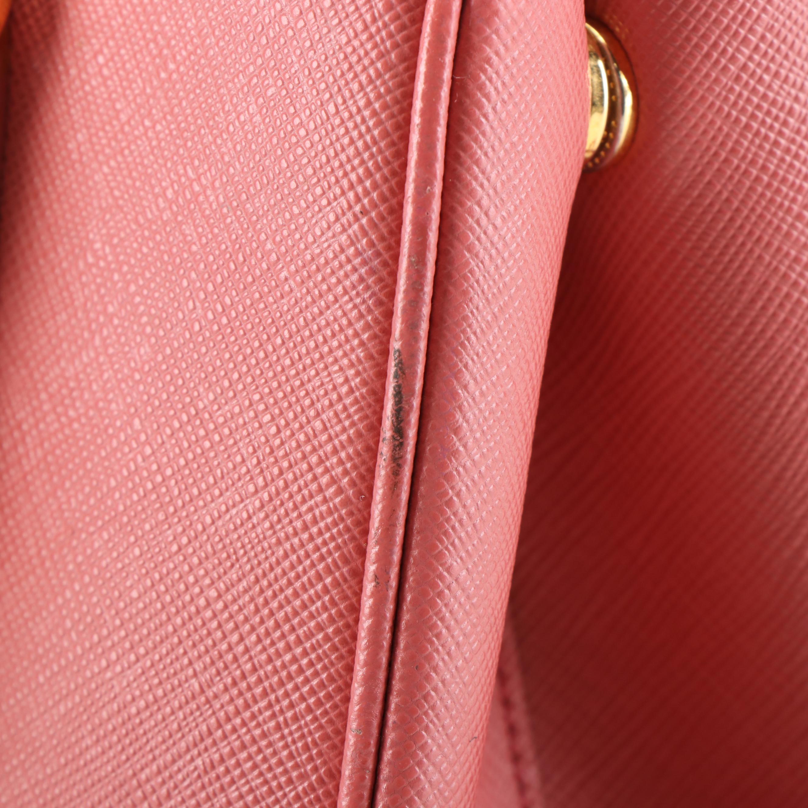 Prada Pink Saffiano Leather Double Zip Mini Tote Bag