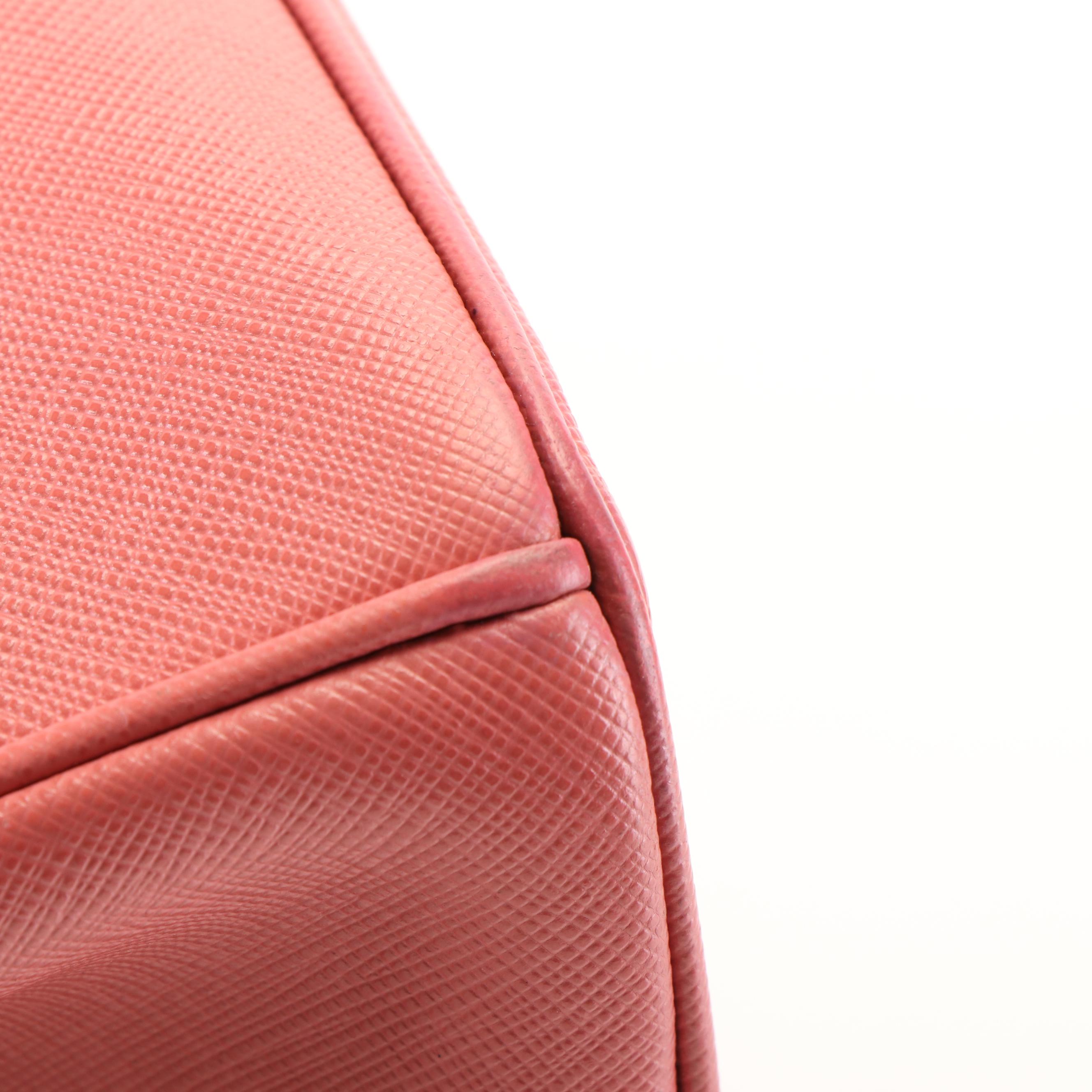 Prada Pink Saffiano Leather Double Zip Mini Tote Bag