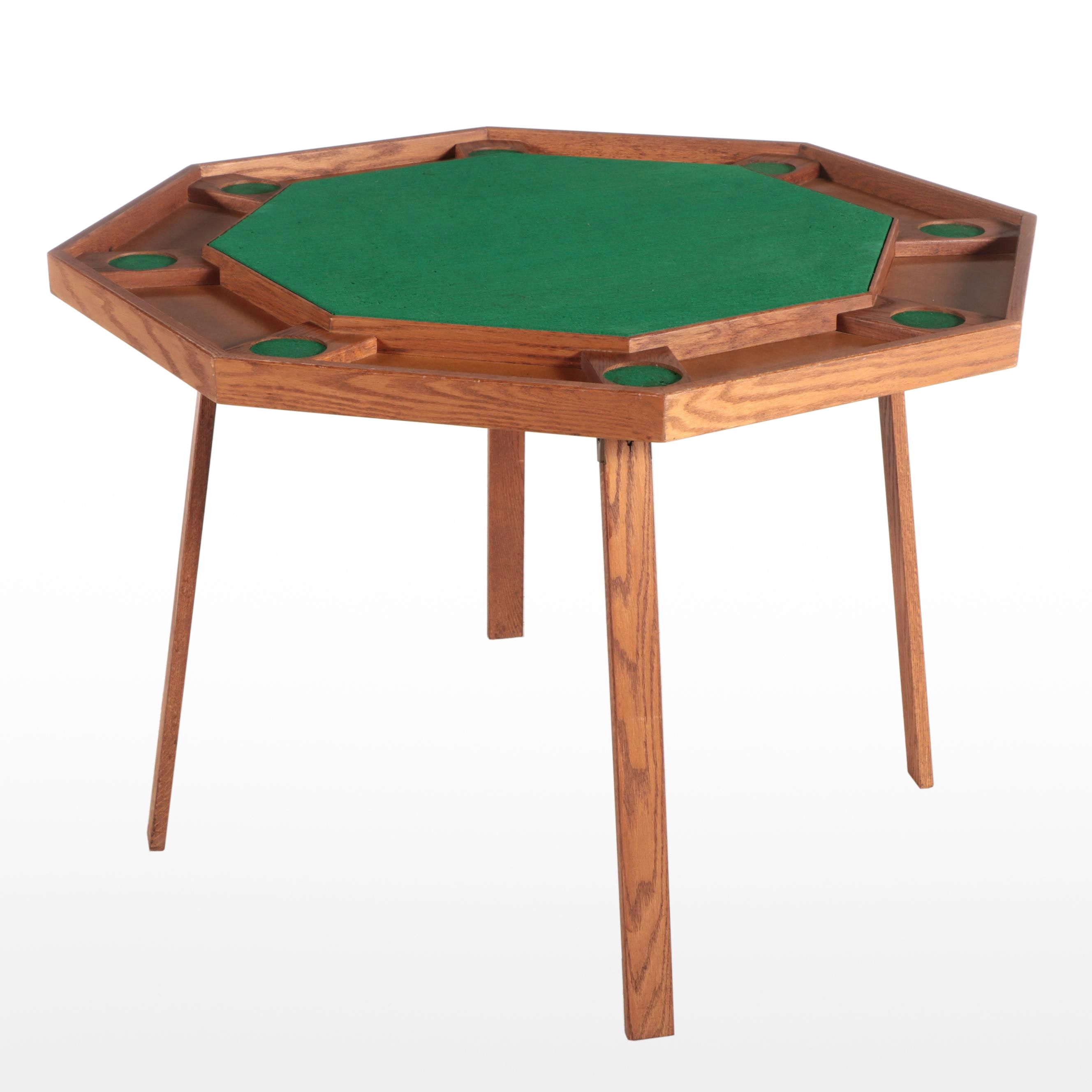 Oak Compact Folding Poker Table