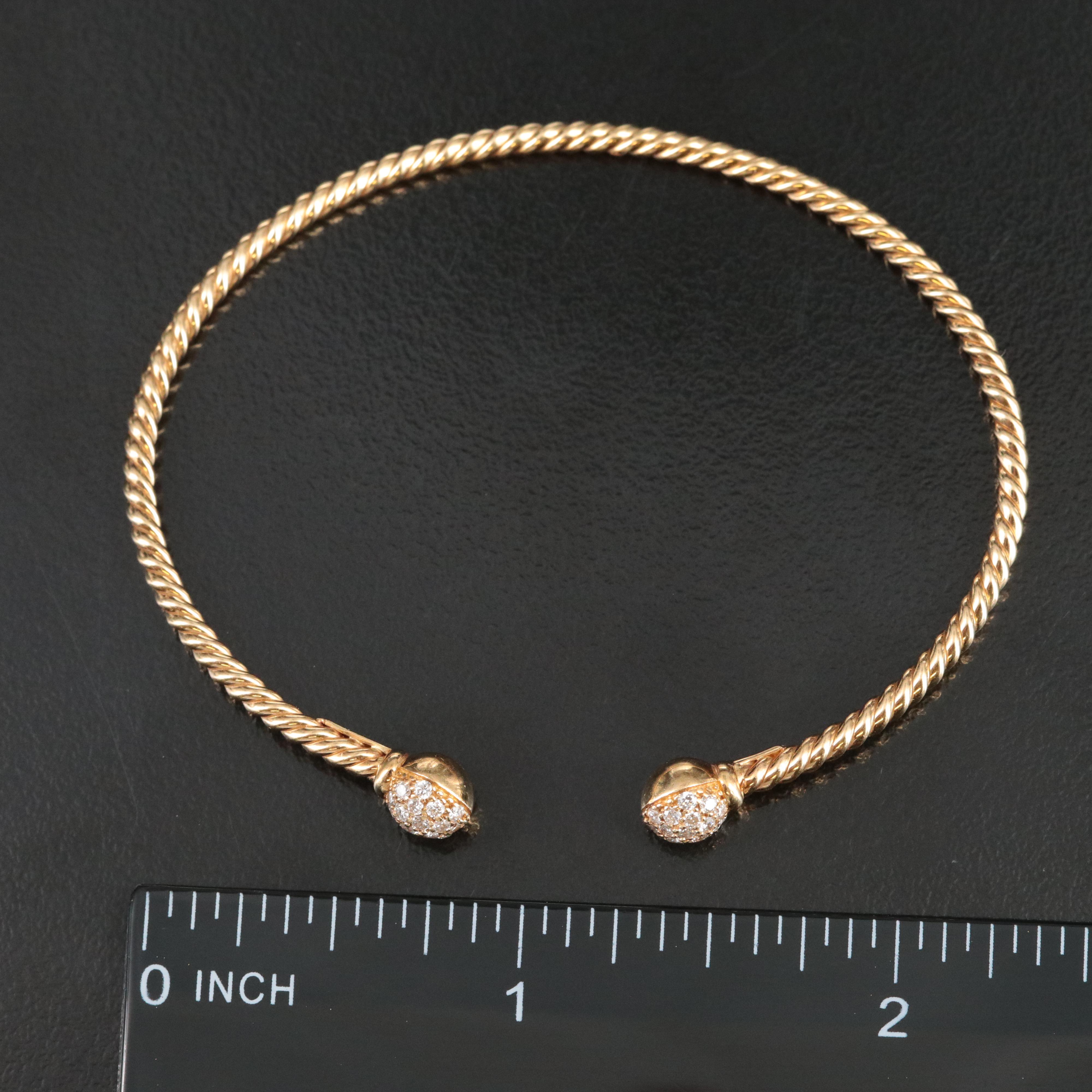 David Yurman Solari Cablespira 18K 0.34 CTW Diamond Flex Bracelet