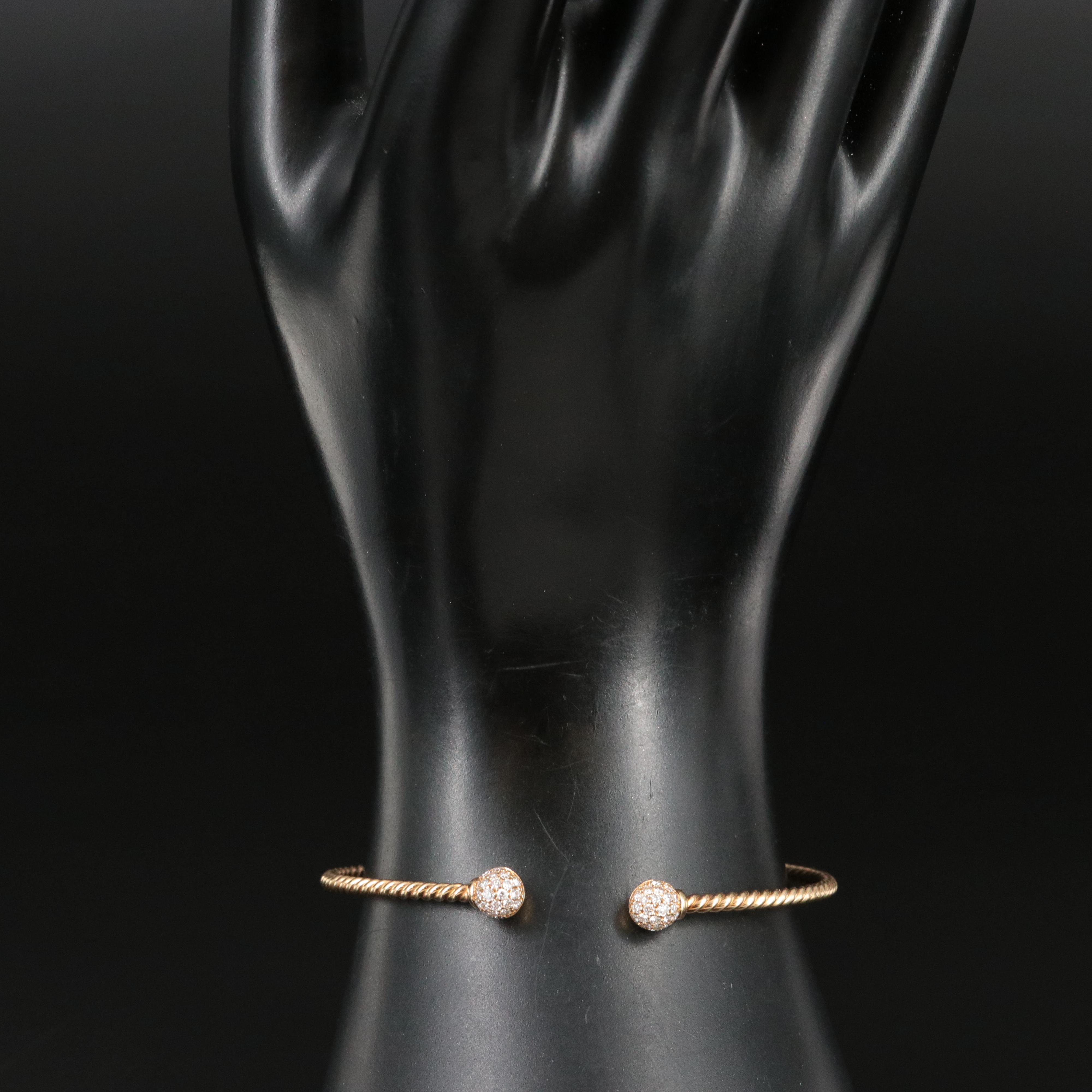 David Yurman Solari Cablespira 18K 0.34 CTW Diamond Flex Bracelet