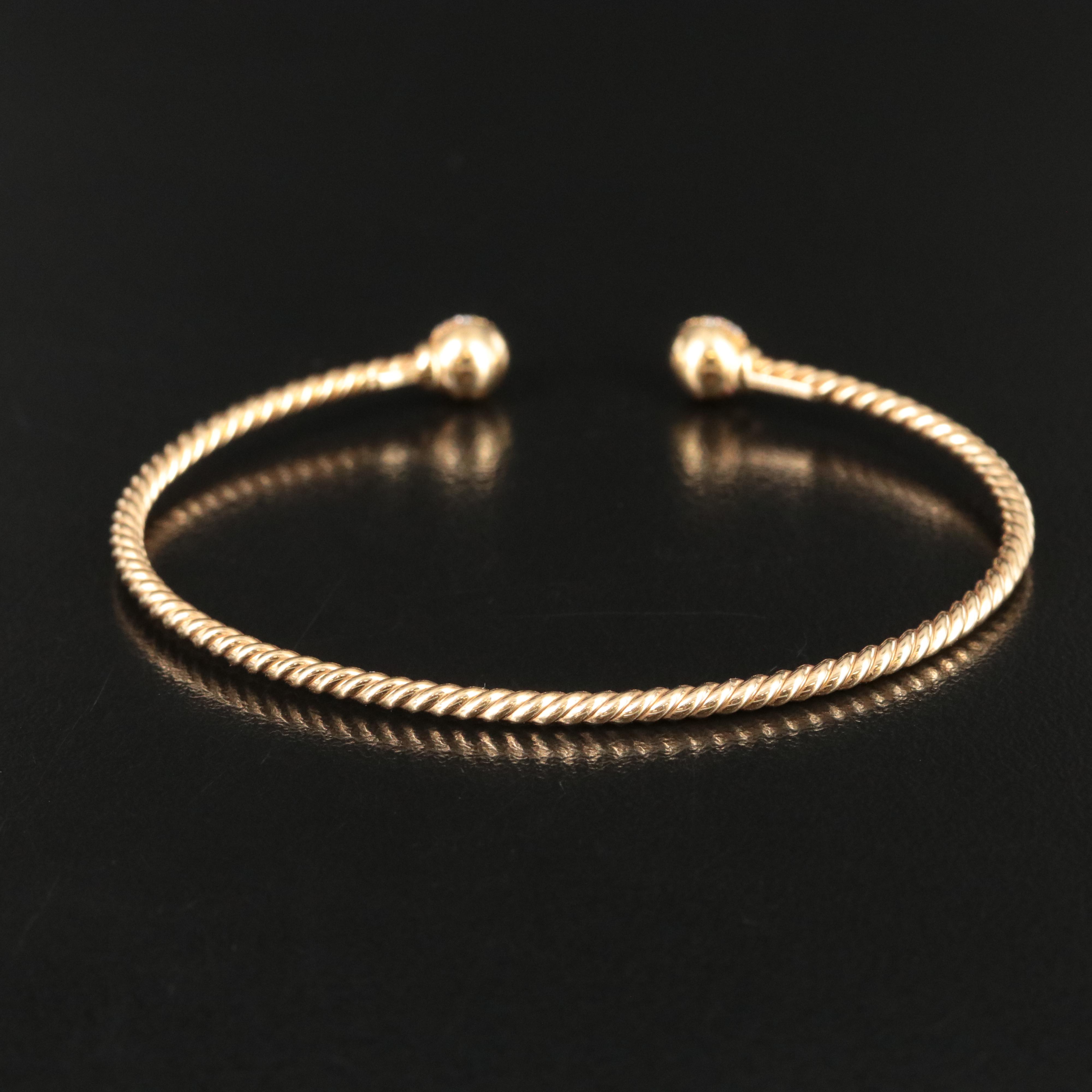 David Yurman Solari Cablespira 18K 0.34 CTW Diamond Flex Bracelet