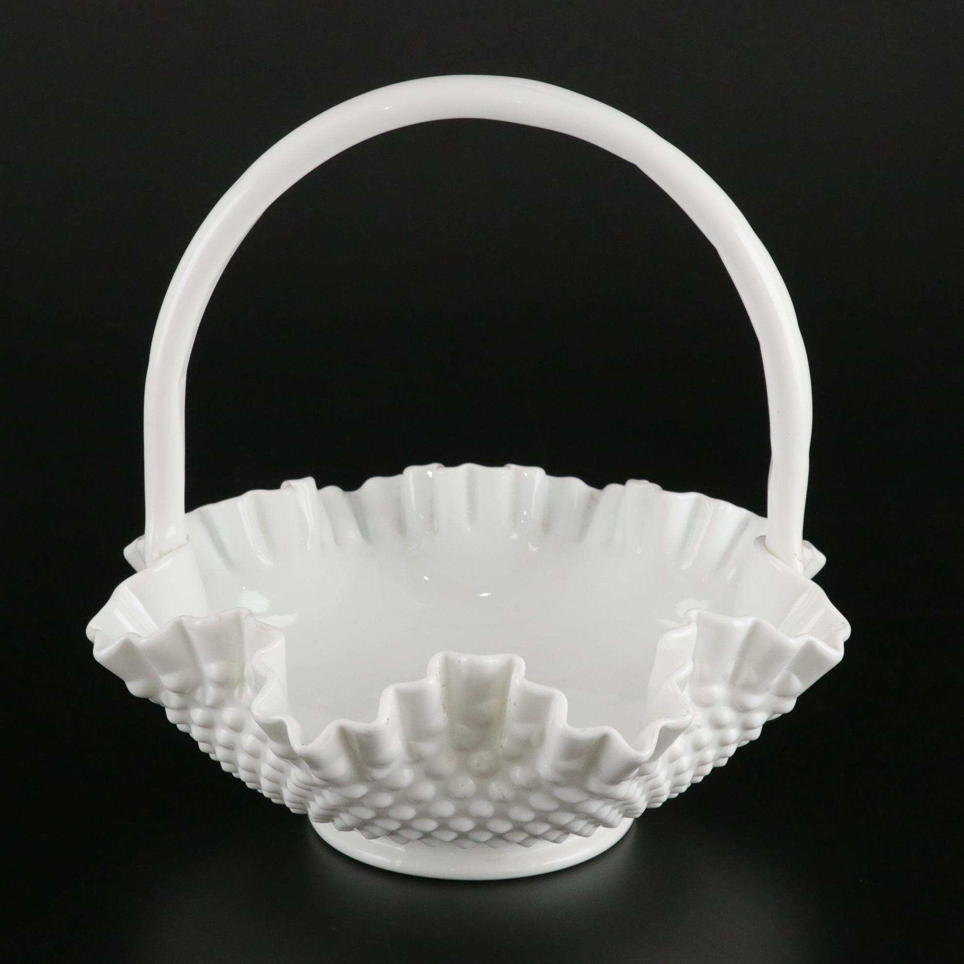 Fenton Milk Glass Basket and Hand-Painted Vases with Anchor Hocking Glass & More