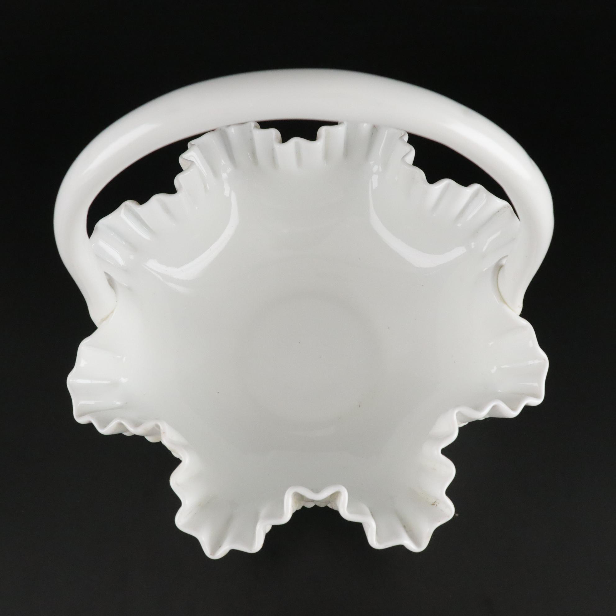 Fenton Milk Glass Basket and Hand-Painted Vases with Anchor Hocking Glass & More