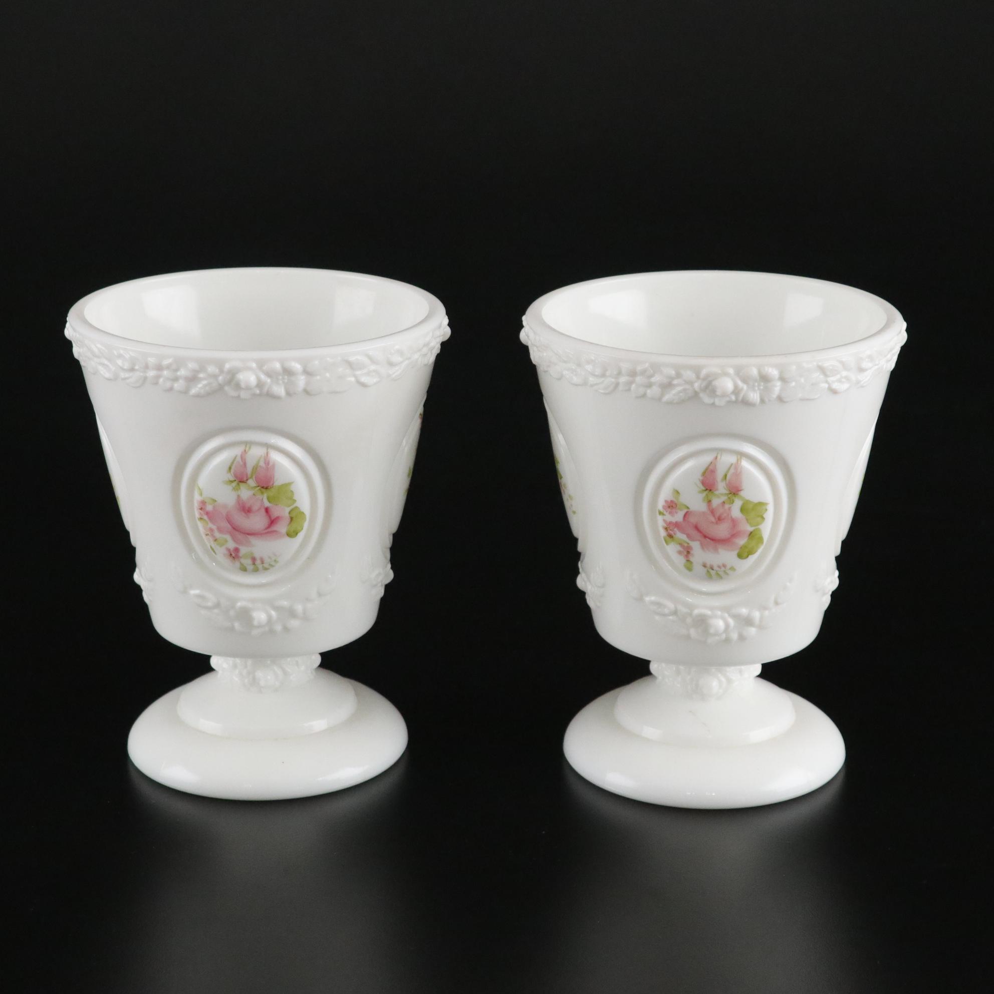 Fenton Milk Glass Basket and Hand-Painted Vases with Anchor Hocking Glass & More