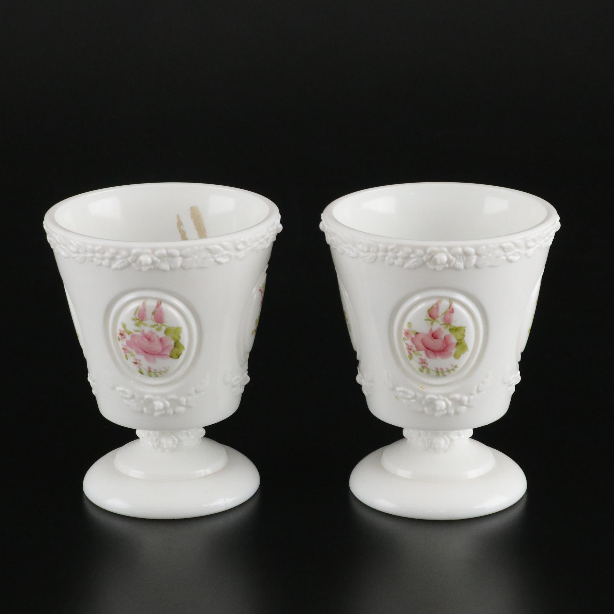 Fenton Milk Glass Basket and Hand-Painted Vases with Anchor Hocking Glass & More