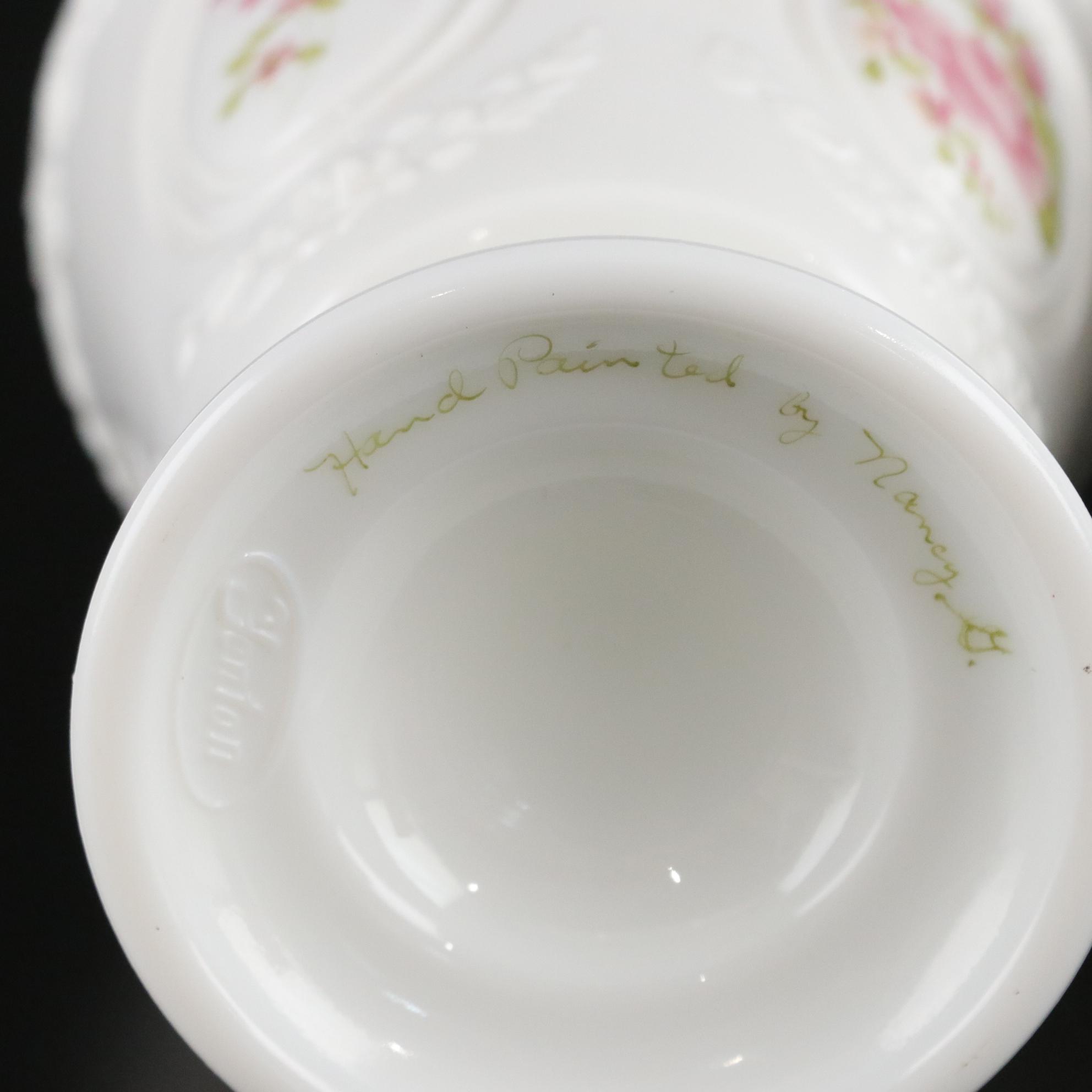 Fenton Milk Glass Basket and Hand-Painted Vases with Anchor Hocking Glass & More