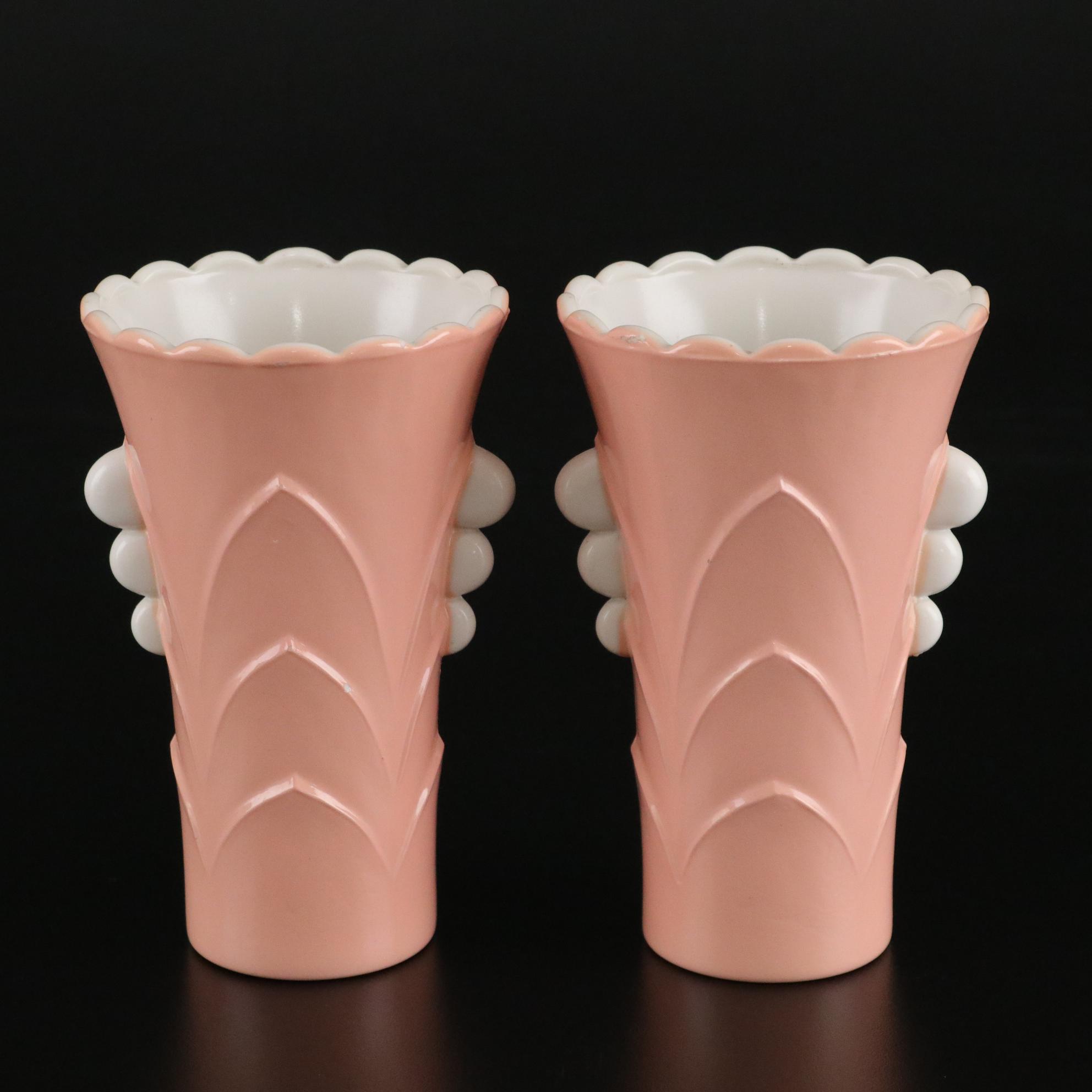 Fenton Milk Glass Basket and Hand-Painted Vases with Anchor Hocking Glass & More