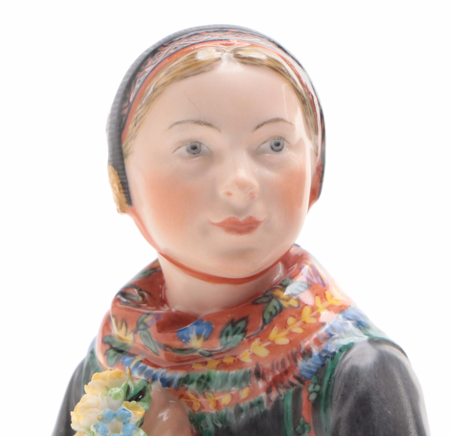 Royal Copenhagen Porcelain Amager Boy and Girl Figurines, Early 20th Century