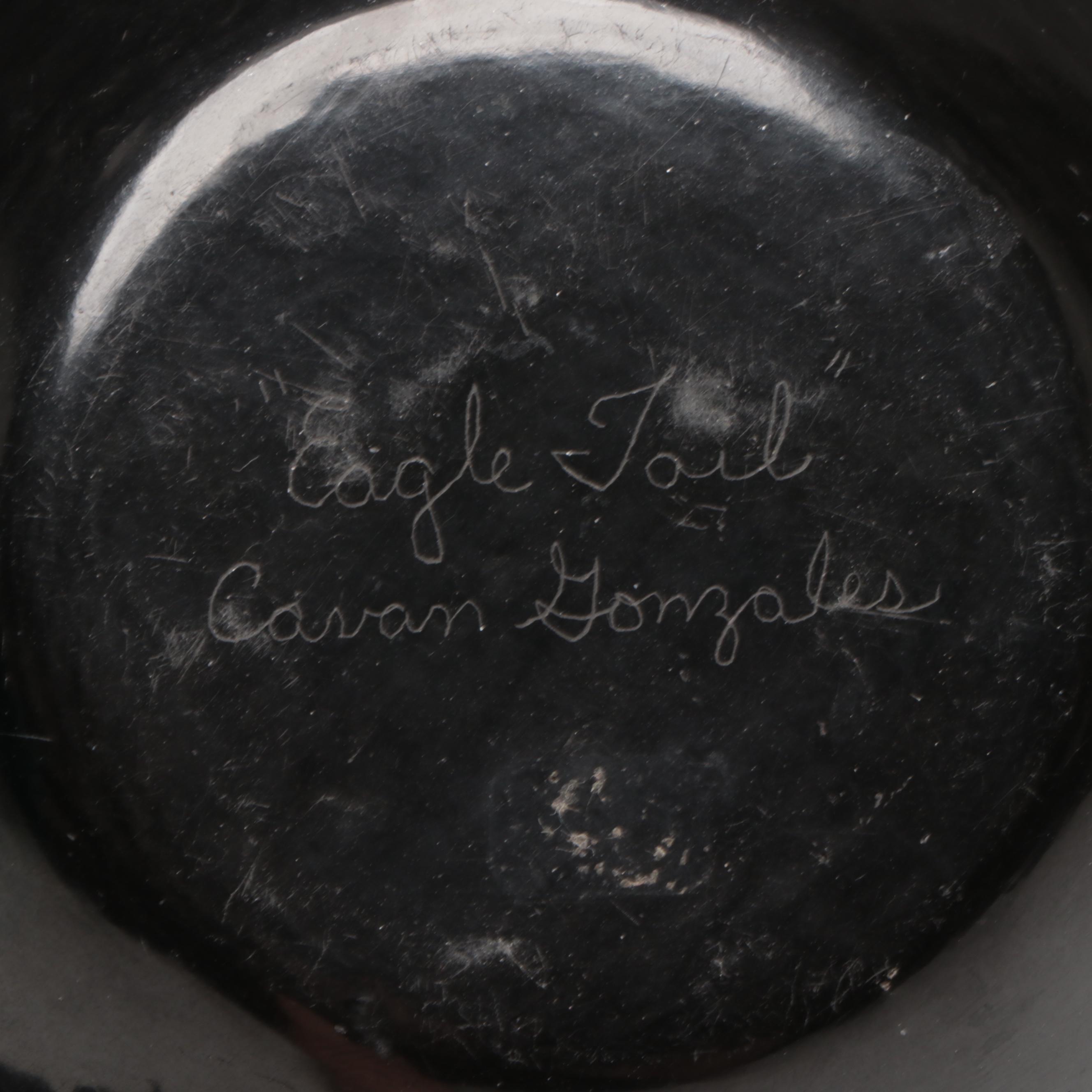 Cavan Gonzales "Eagle Tail" San Ildefonso Pueblo Blackware Pottery Vase