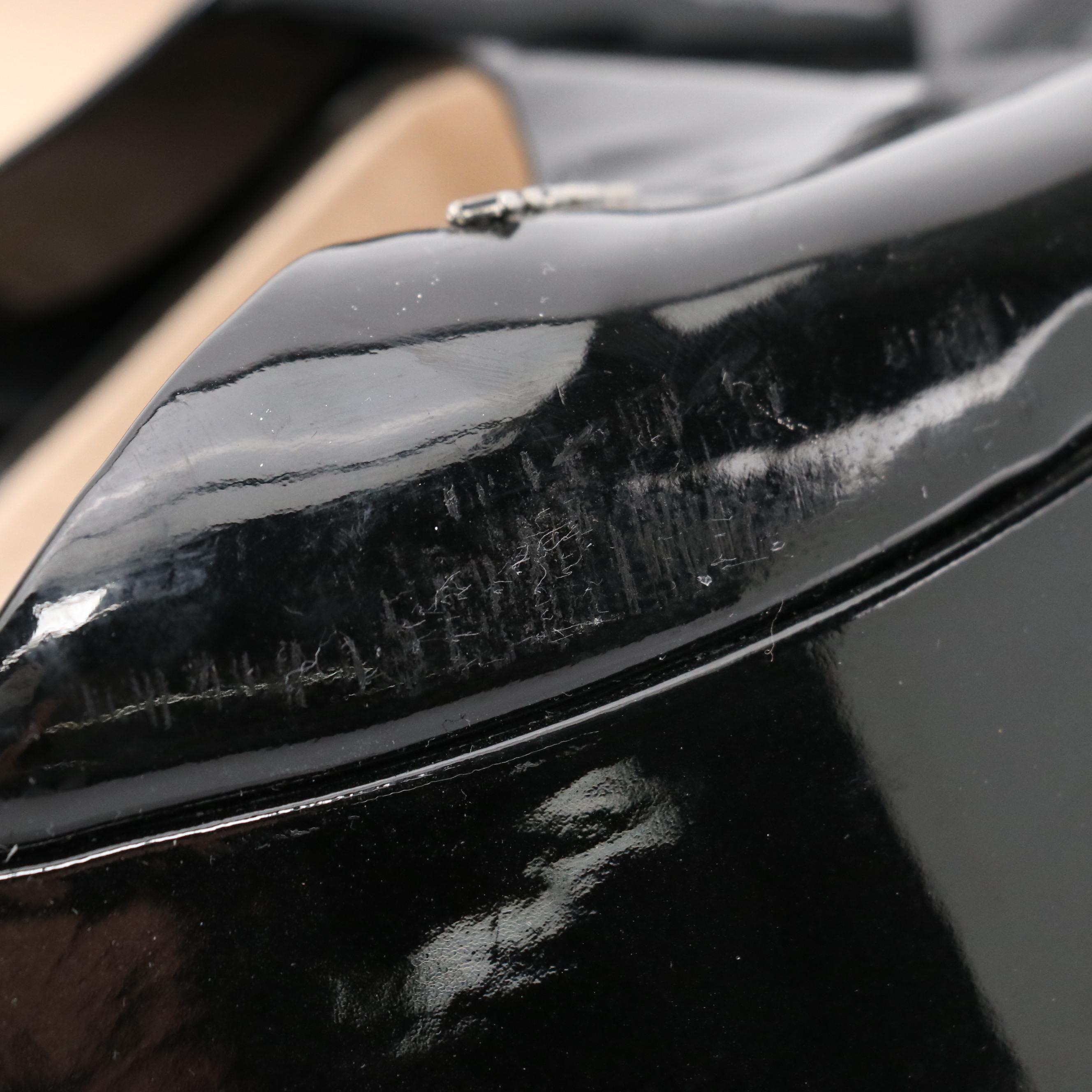 Prada Sport Black Patent Leather Platform Slides