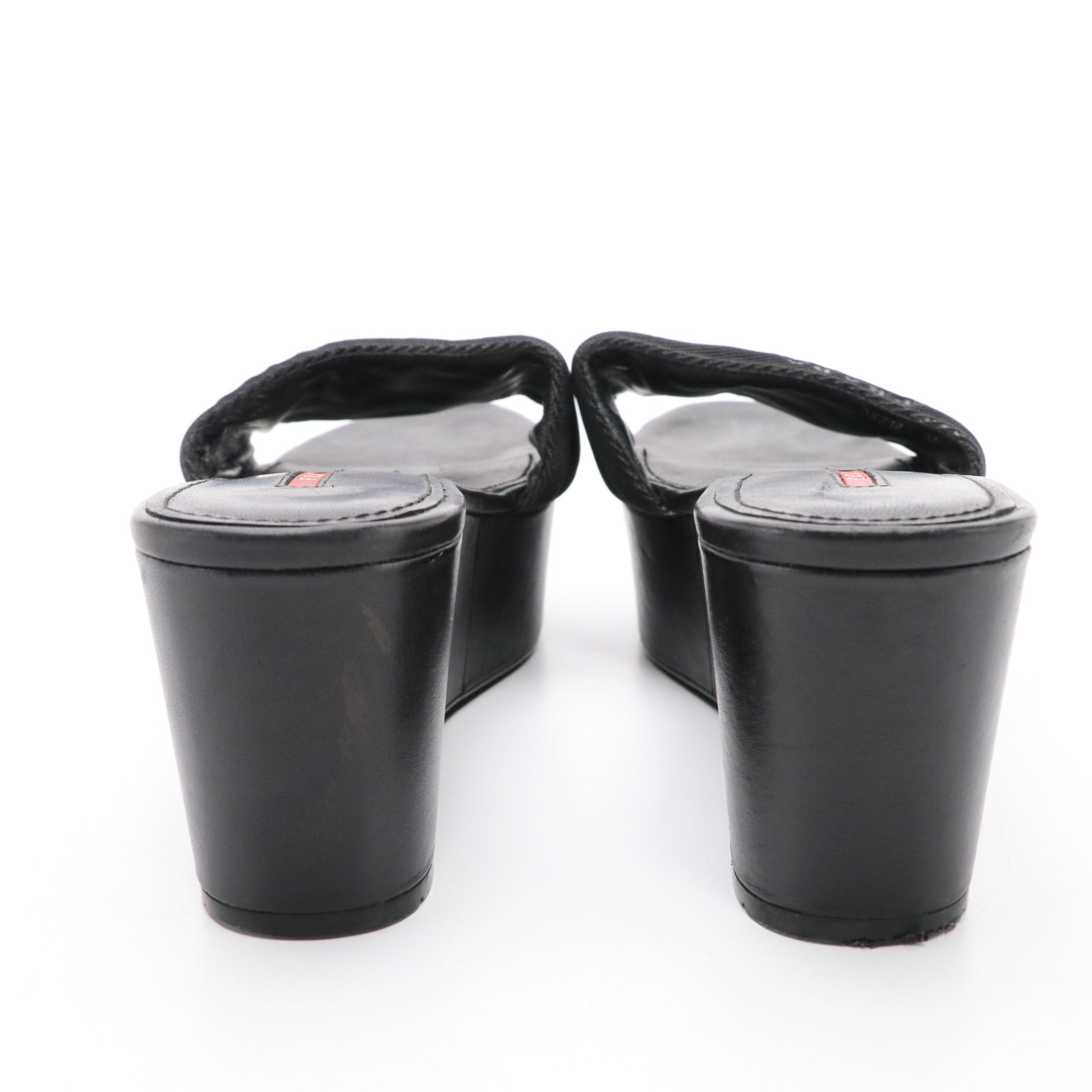 Prada Sport Black Platform Slides