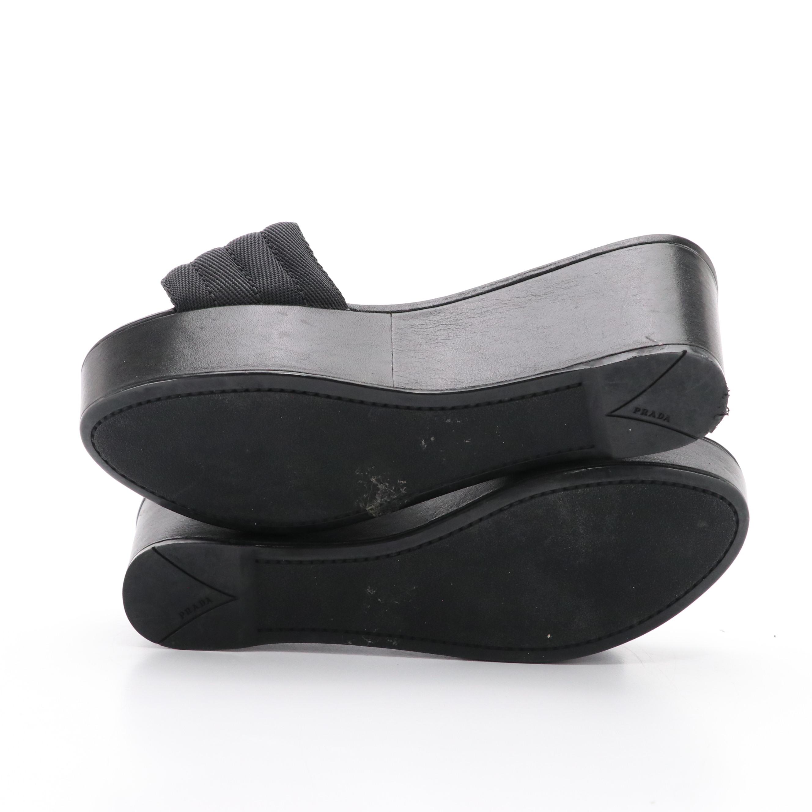 Prada Sport Black Platform Slides