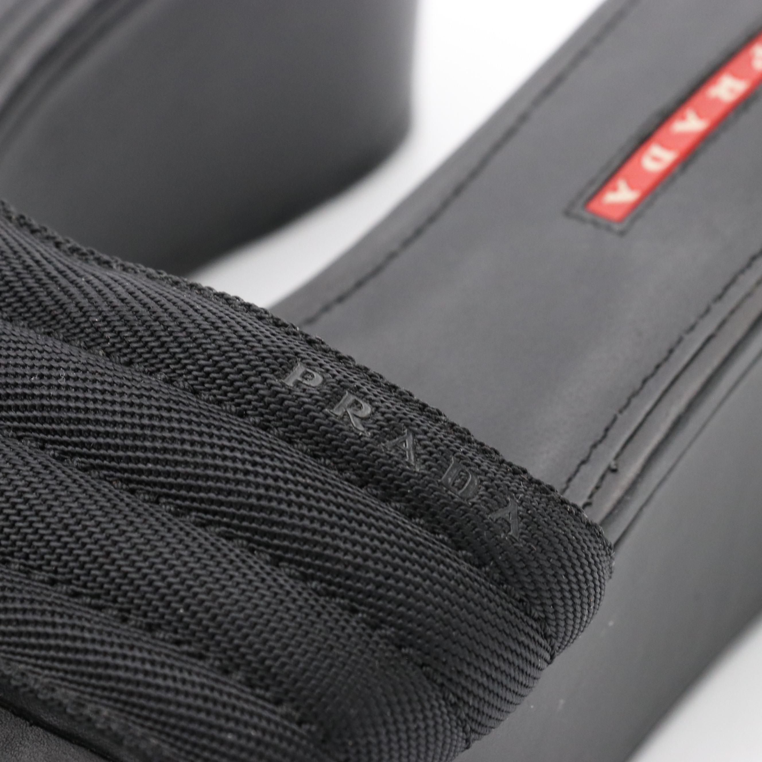 Prada Sport Black Platform Slides