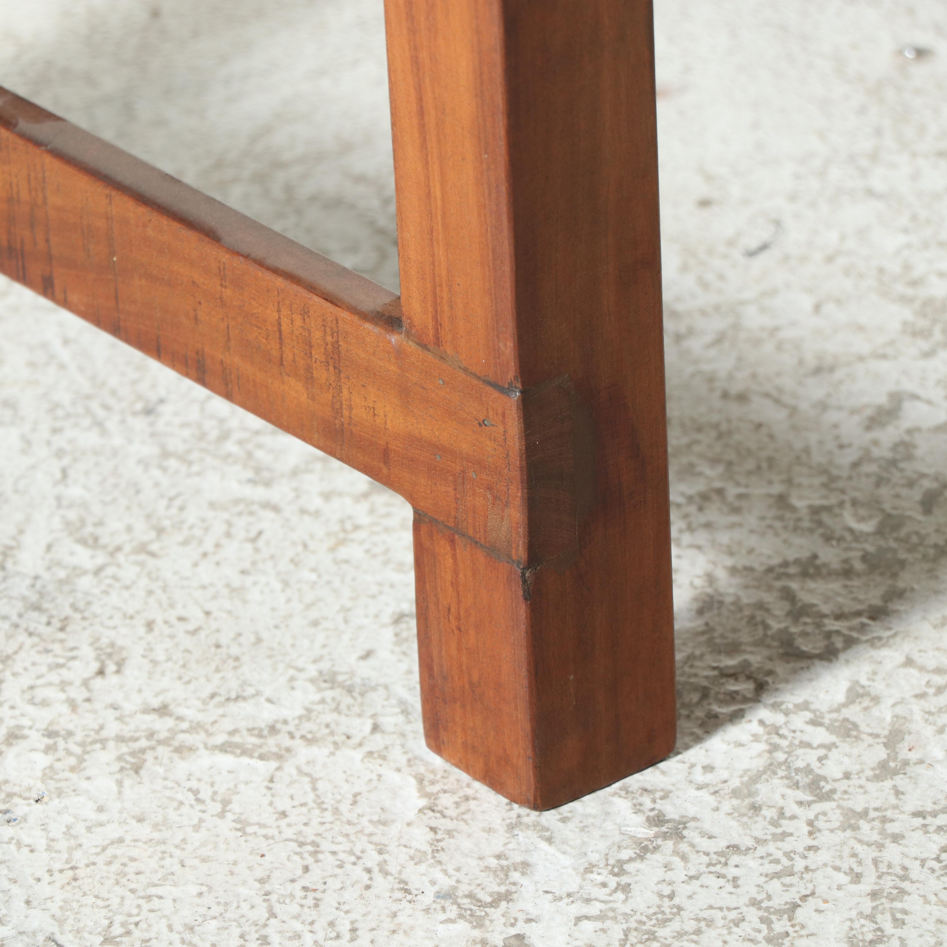 Arts & Crafts Style Round Folding Coffee Table with Metal Patches, 20th Century