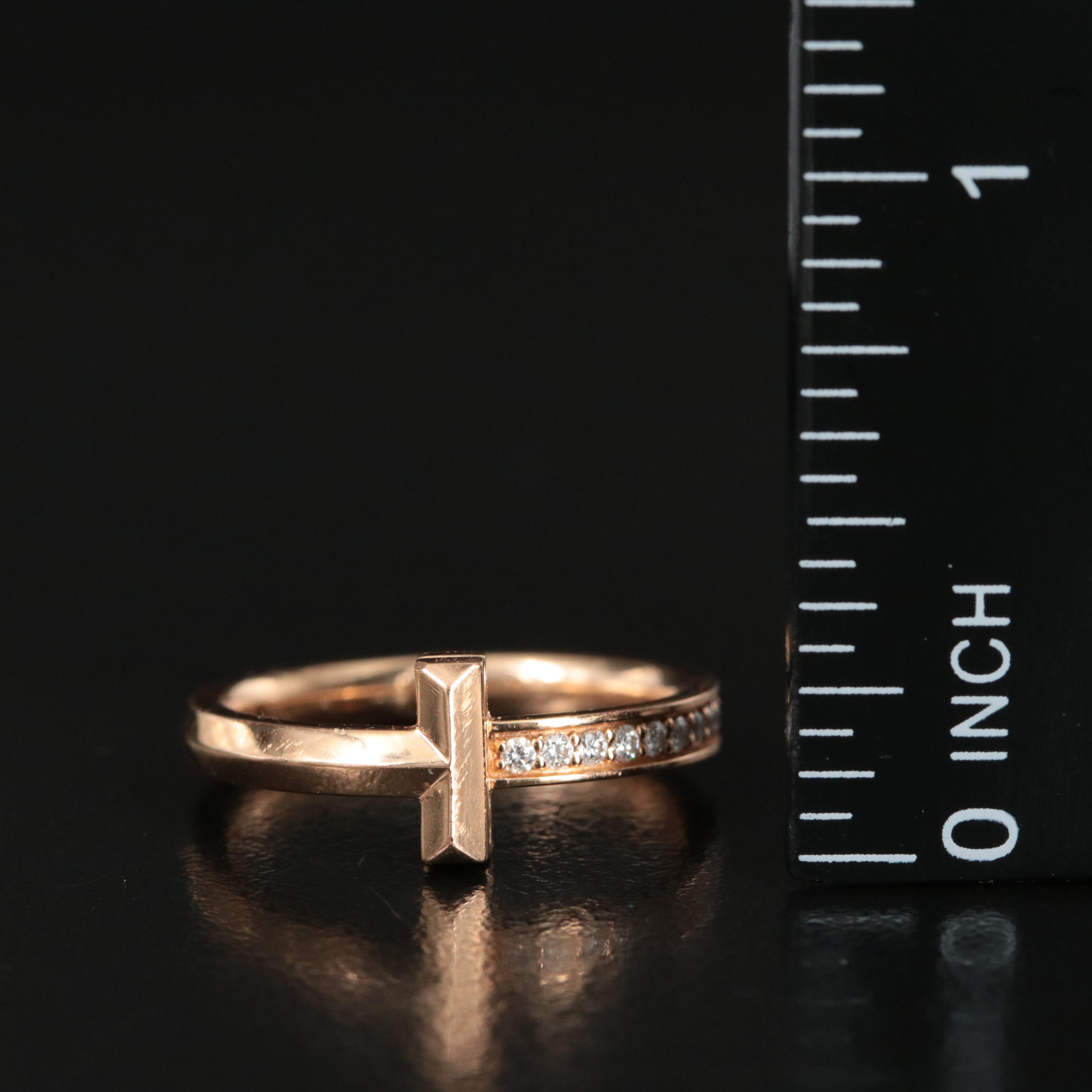 Tiffany & Co. Tiffany T T1 18K Rose Gold Ring with Diamond Accents