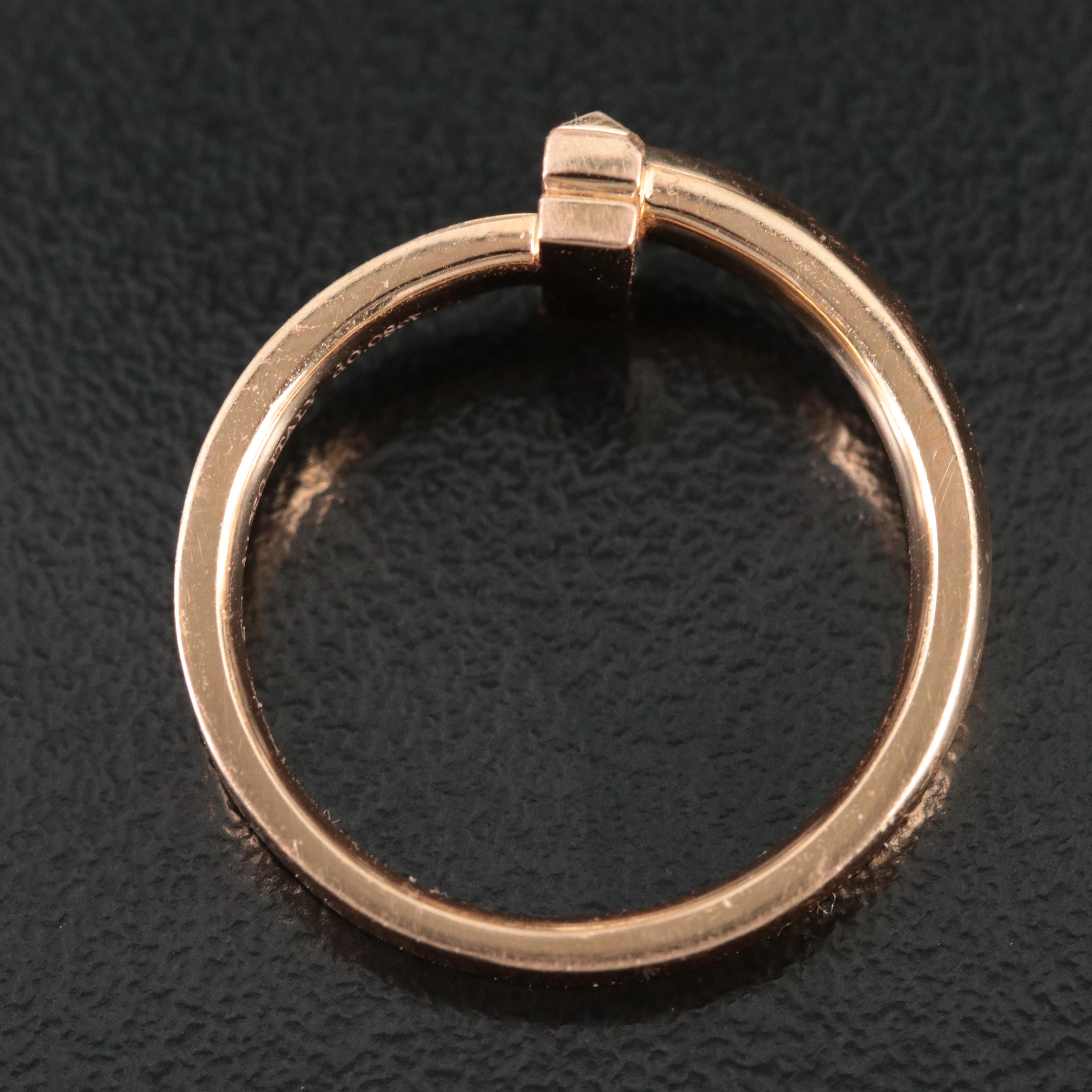 Tiffany & Co. Tiffany T T1 18K Rose Gold Ring with Diamond Accents