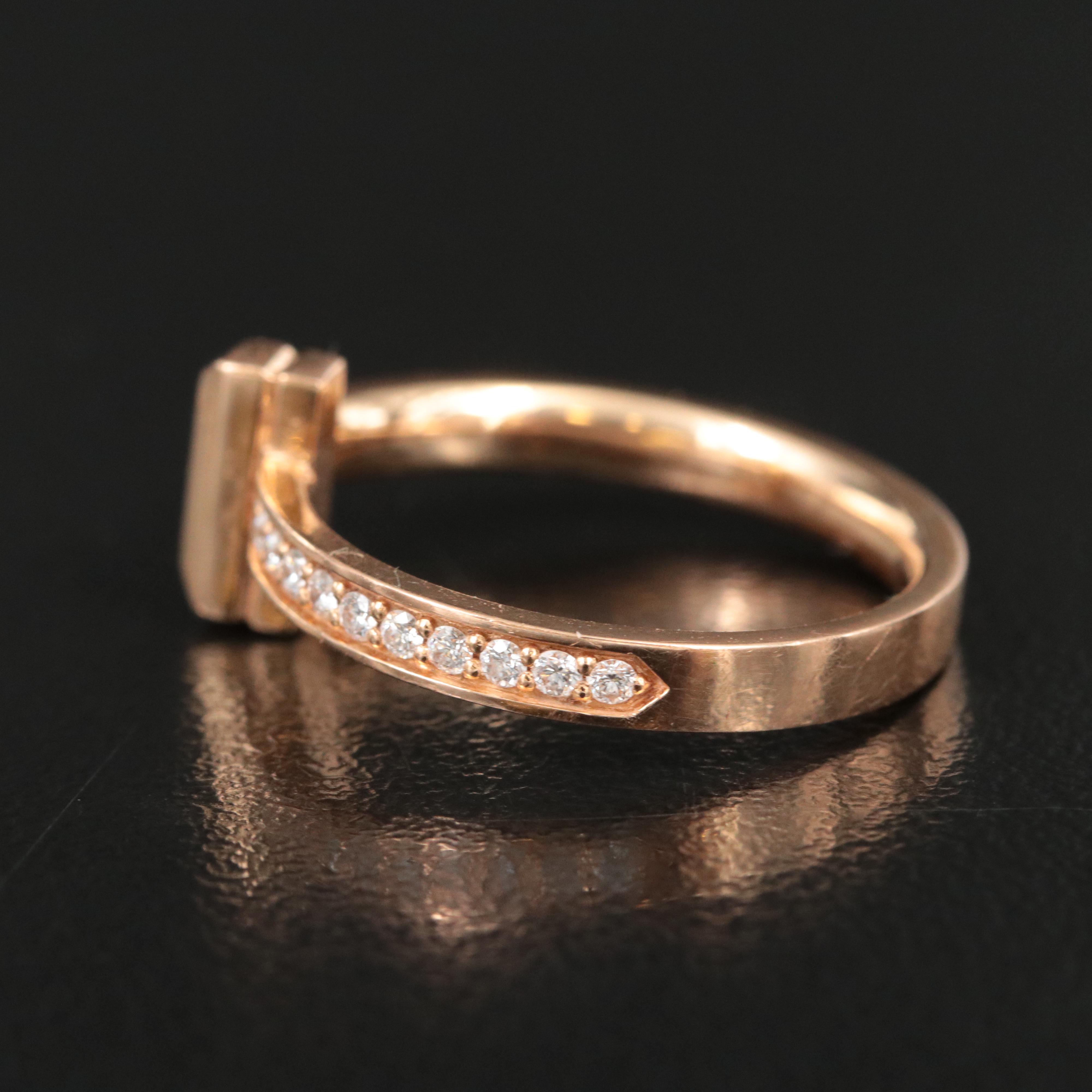 Tiffany & Co. Tiffany T T1 18K Rose Gold Ring with Diamond Accents