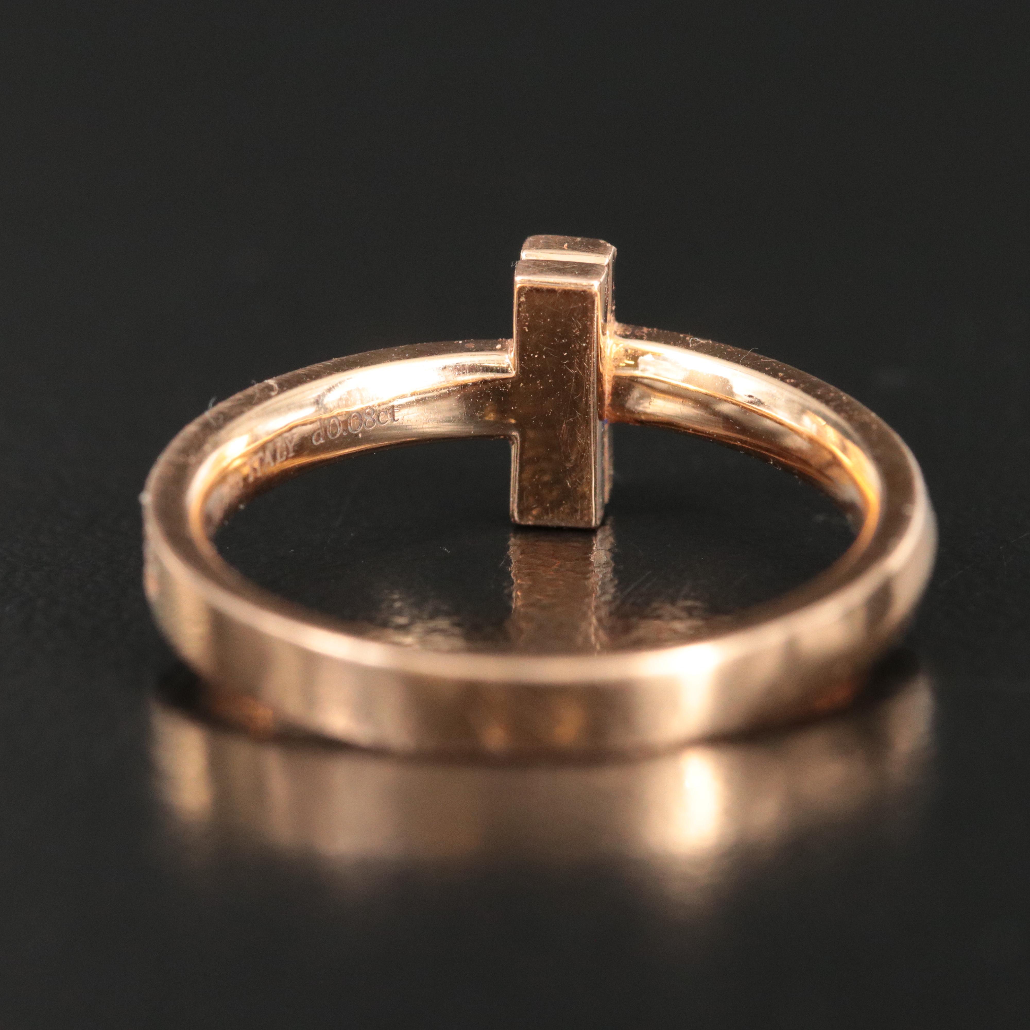 Tiffany & Co. Tiffany T T1 18K Rose Gold Ring with Diamond Accents