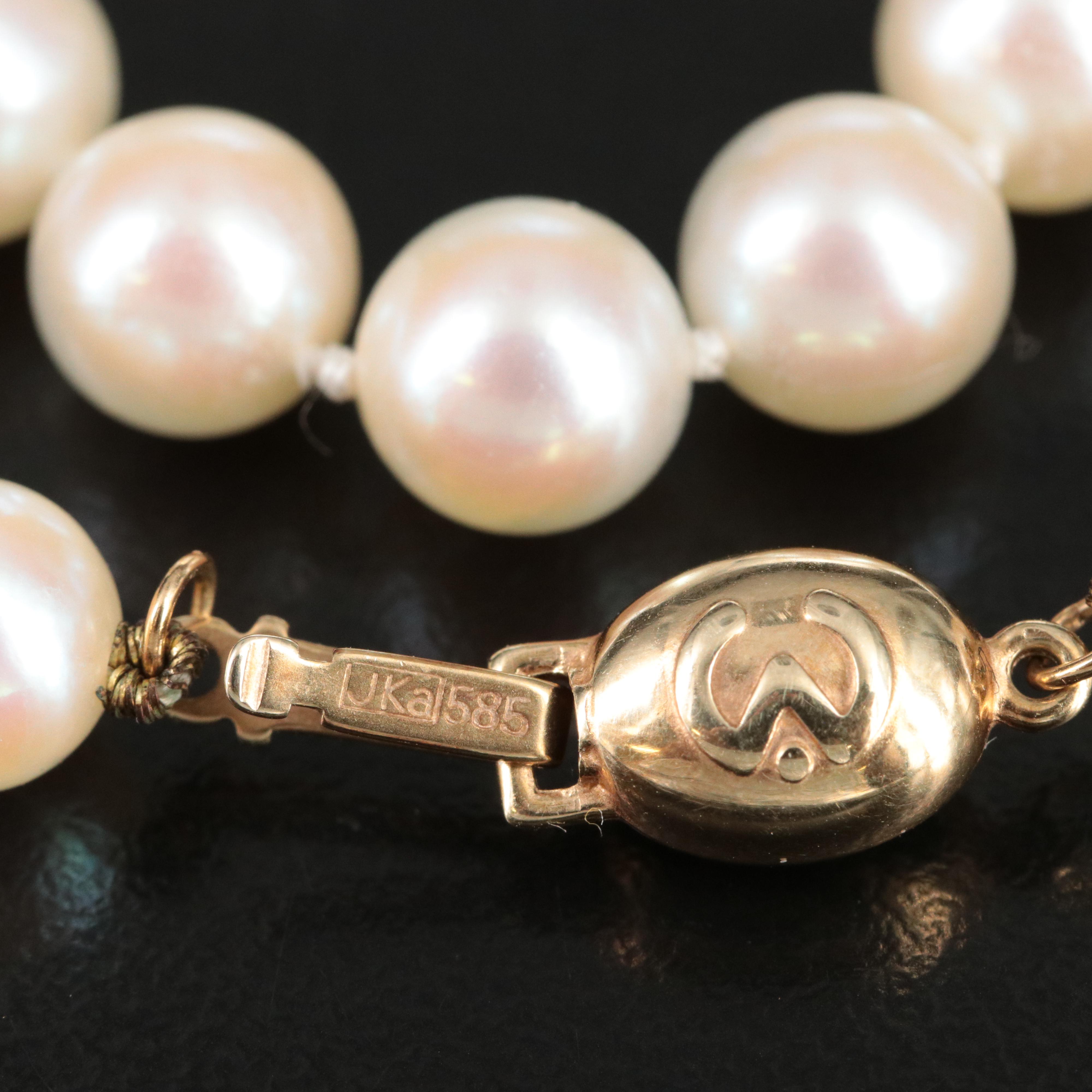 JKA Pearl Necklace with 14K Clasp and Additional Pearls