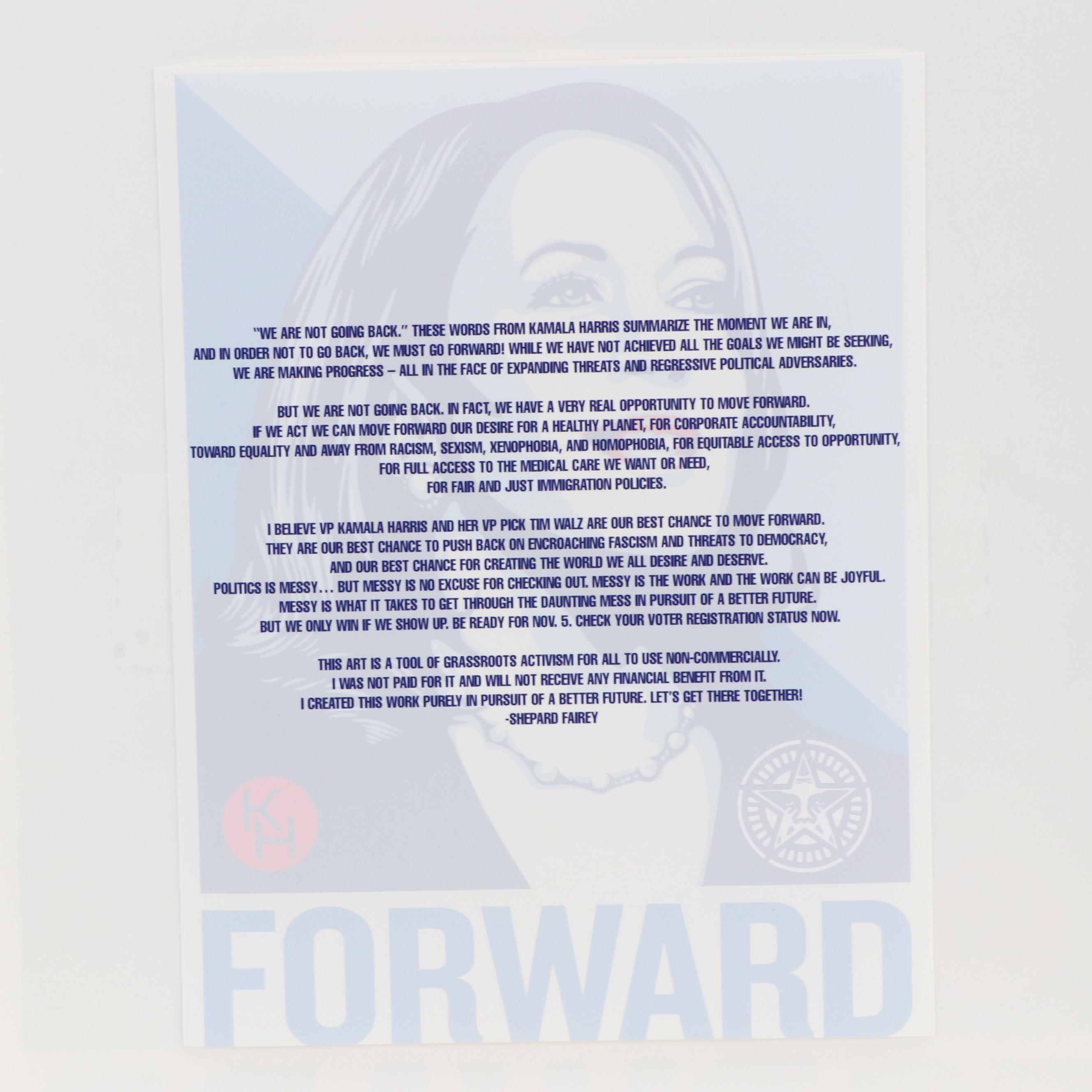 Shepard Fairey Digital Print of Kamala Harris "Forward," 2024