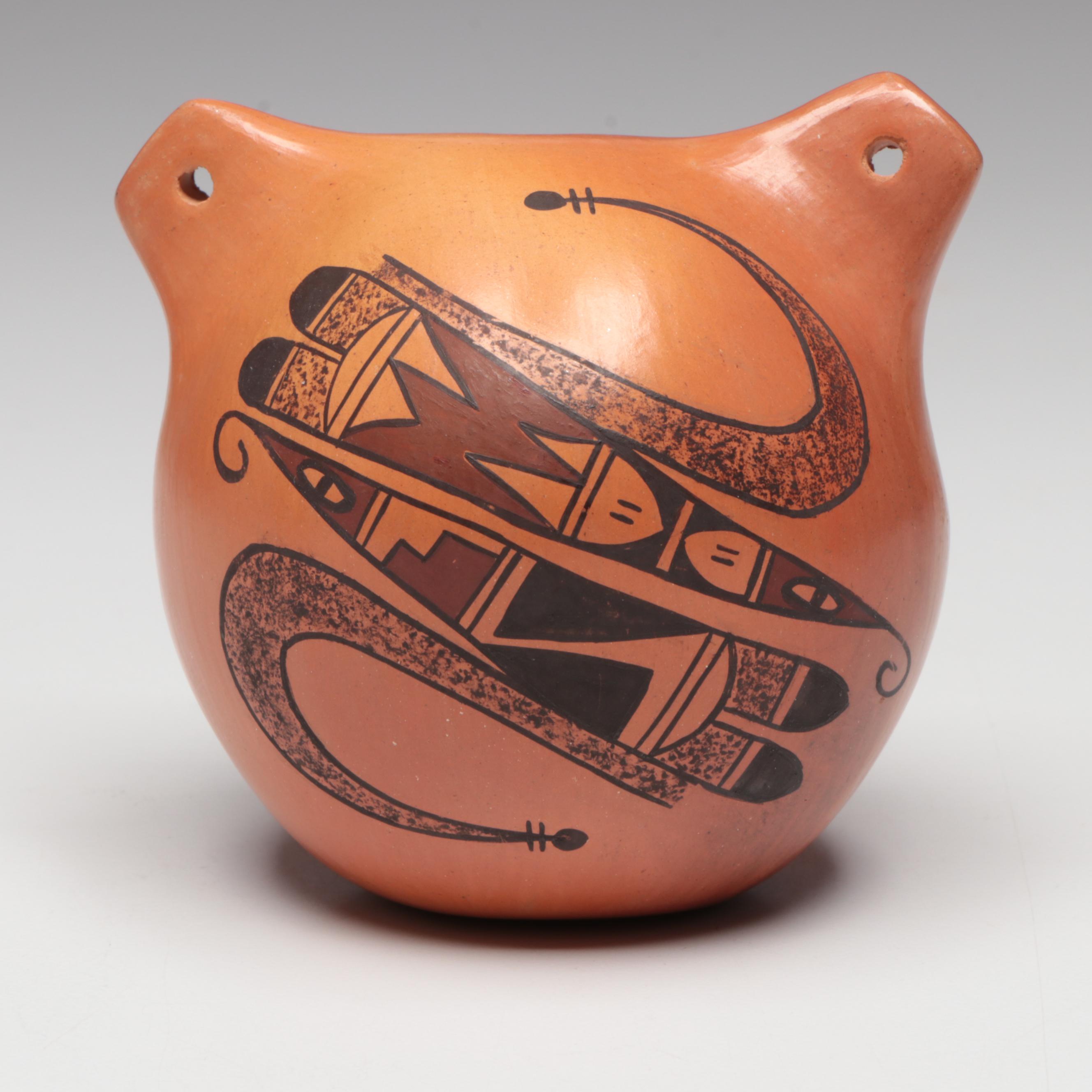 Dorothy Ami Hopi-Tewa Pueblo Earthenware Canteen, 1998