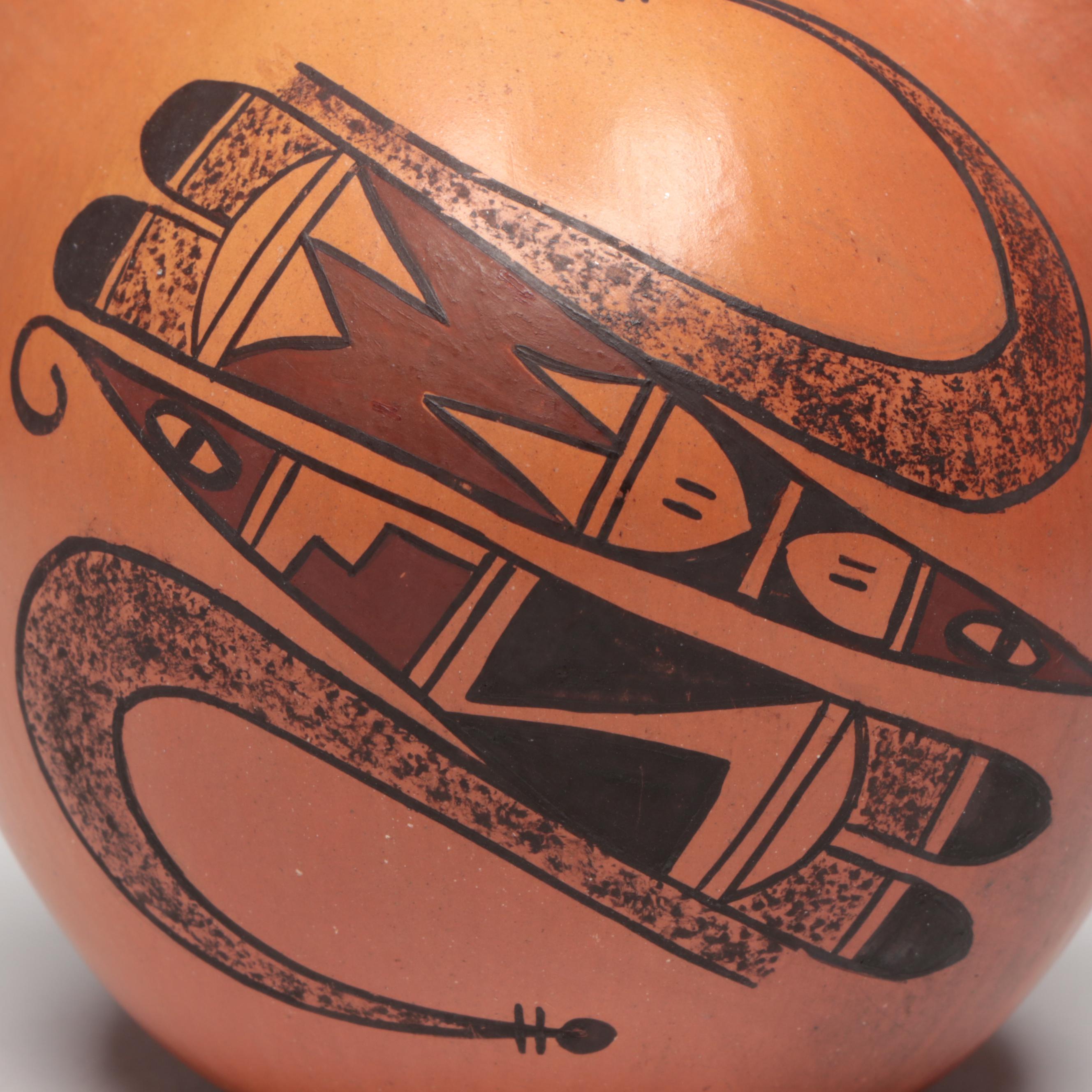 Dorothy Ami Hopi-Tewa Pueblo Earthenware Canteen, 1998
