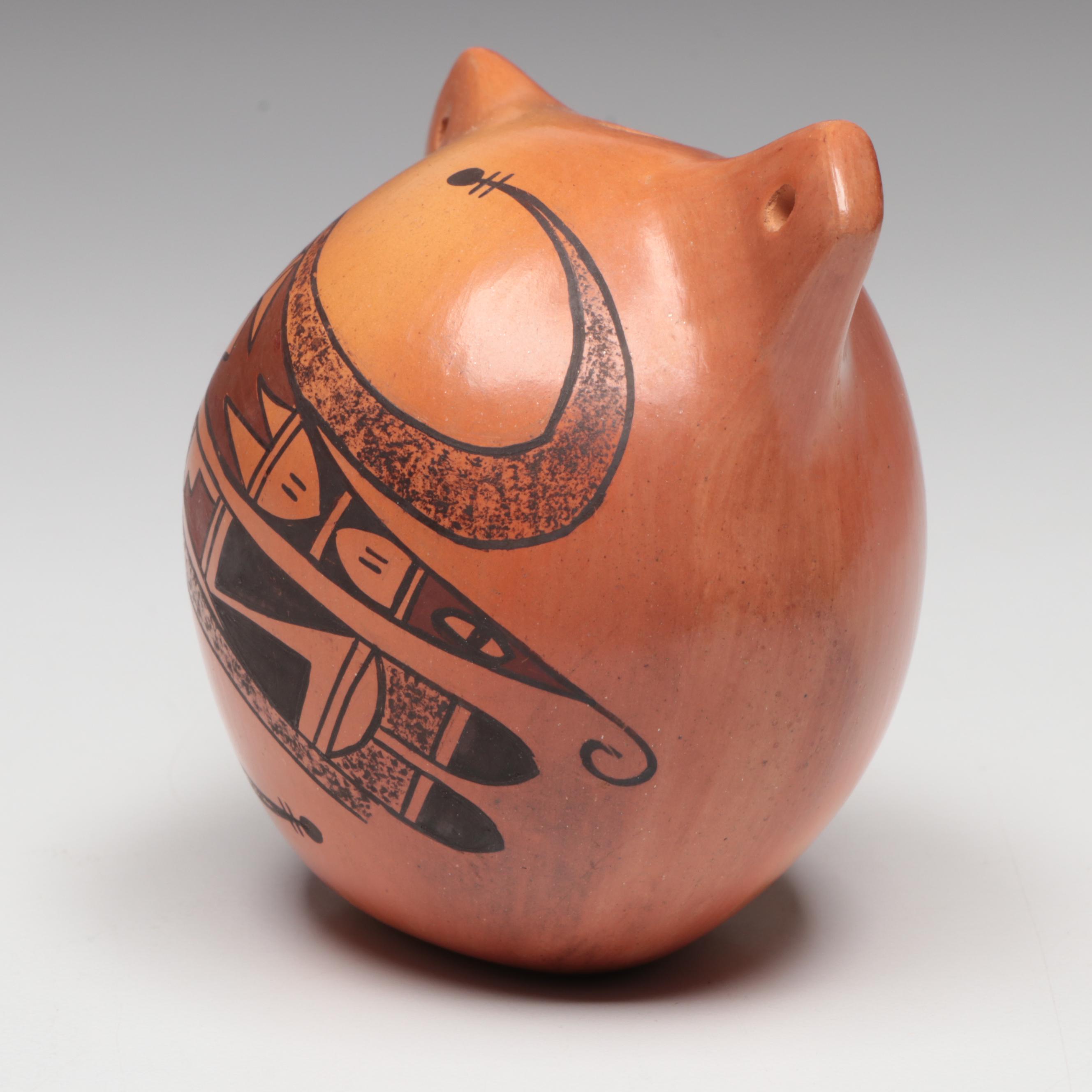 Dorothy Ami Hopi-Tewa Pueblo Earthenware Canteen, 1998