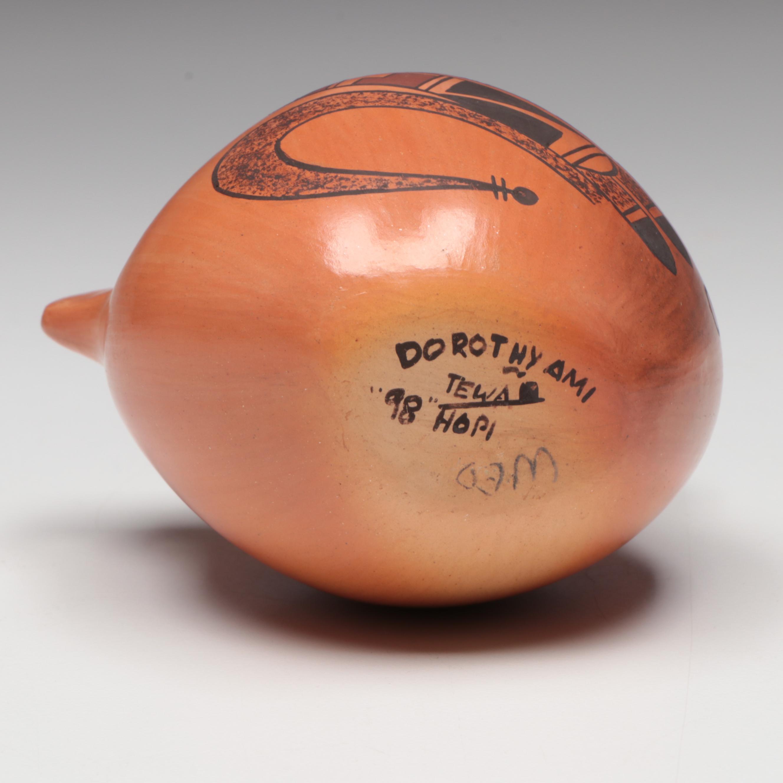 Dorothy Ami Hopi-Tewa Pueblo Earthenware Canteen, 1998