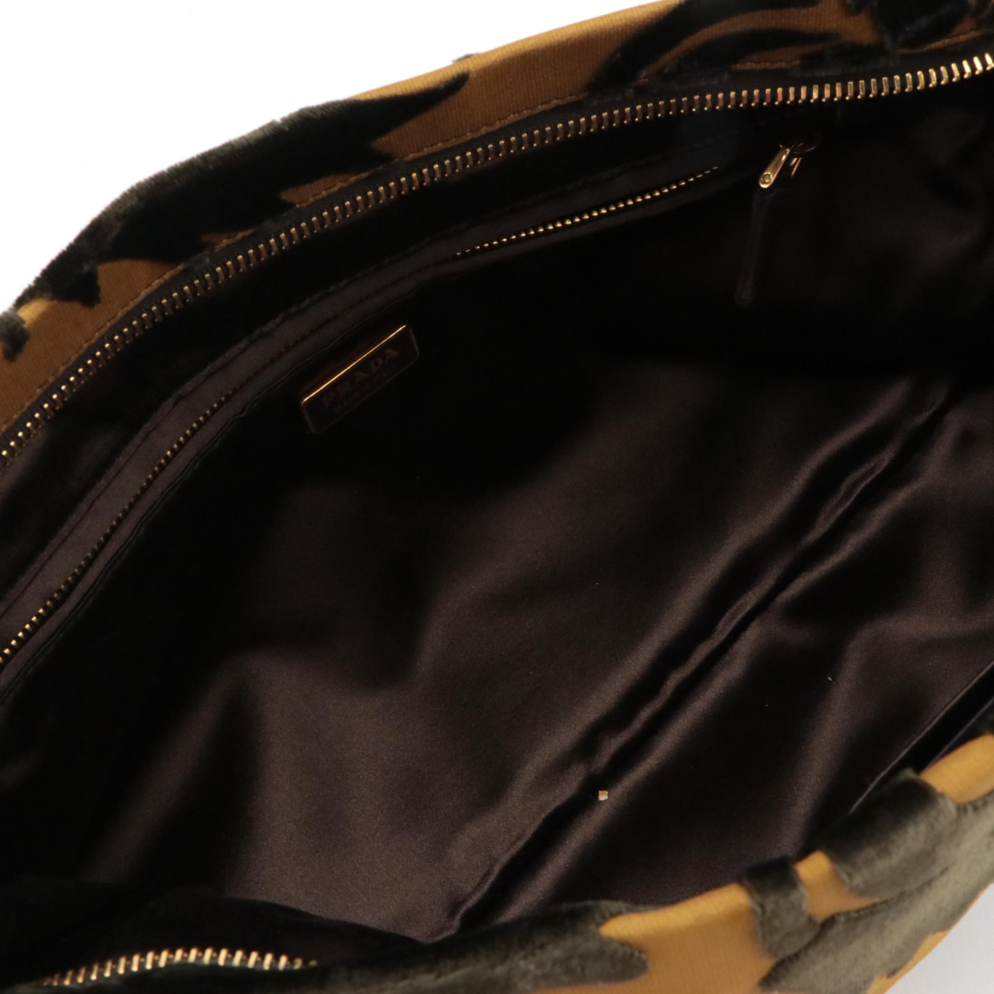 Prada Velluto Jacquard Pochette in Yellow and Black