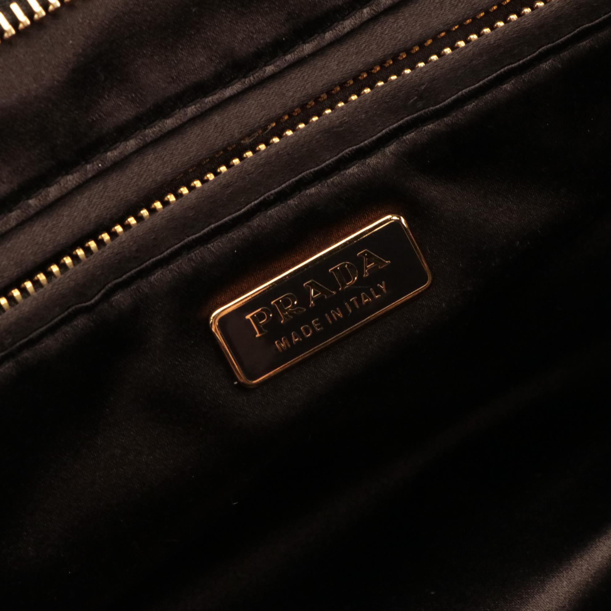 Prada Velluto Jacquard Pochette in Yellow and Black