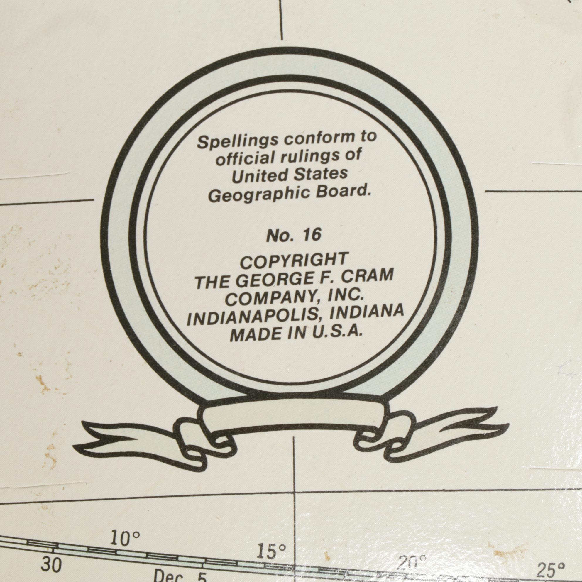 Cram's Imperial World Globe with Brass Stand, 21st Century