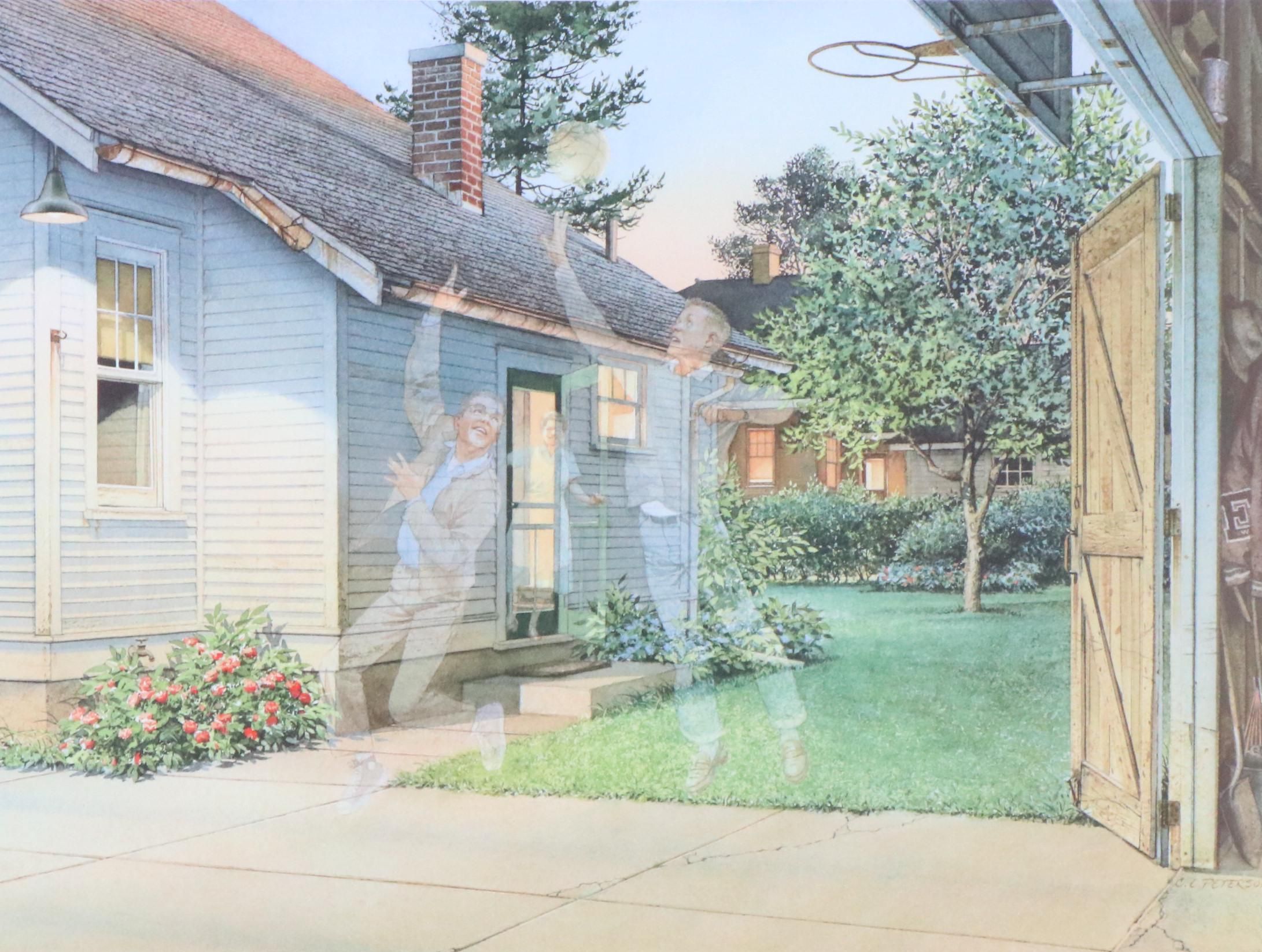 Charles L. Peterson Offset Lithograph "One on One"