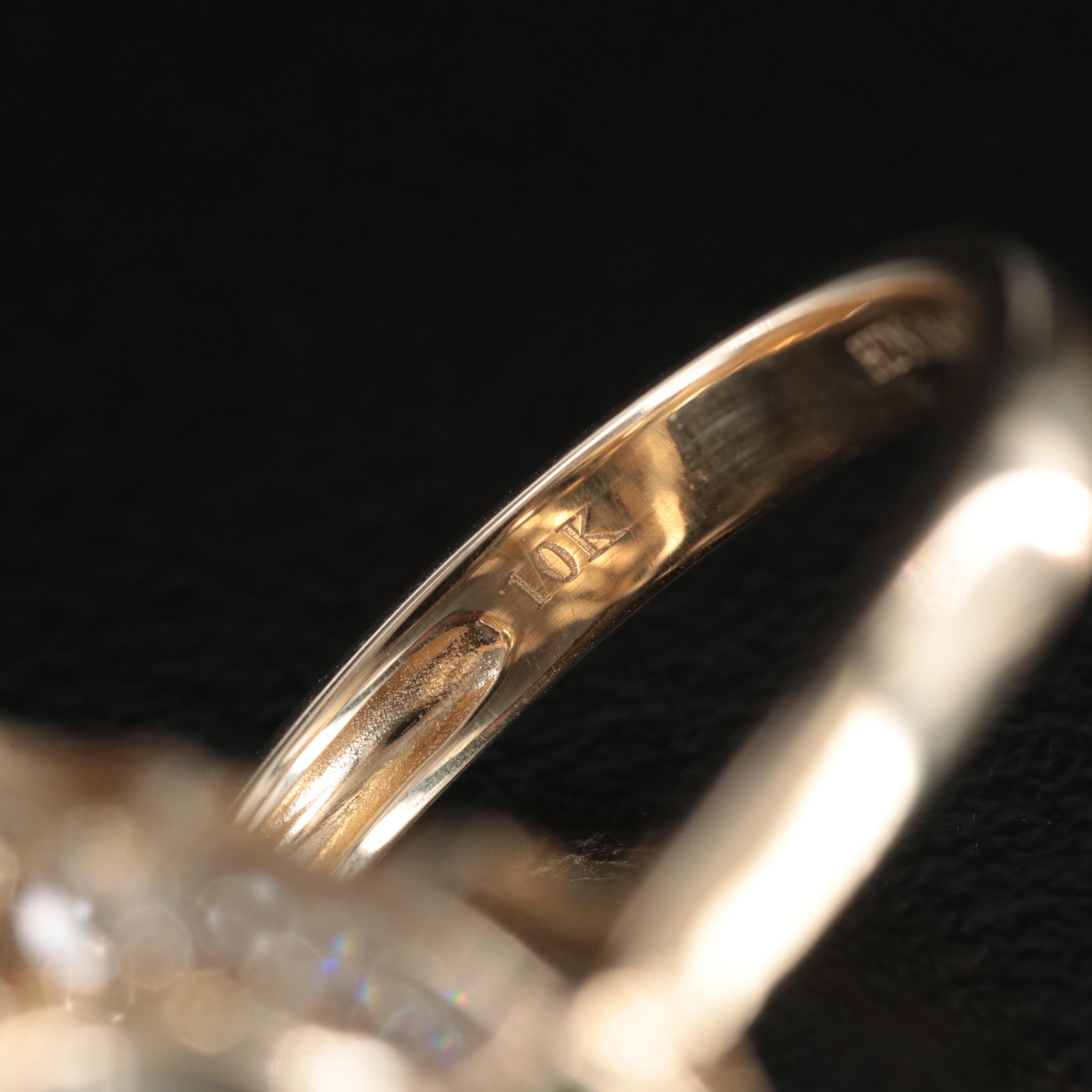 10K Opal, Diamond and Emerald Ring