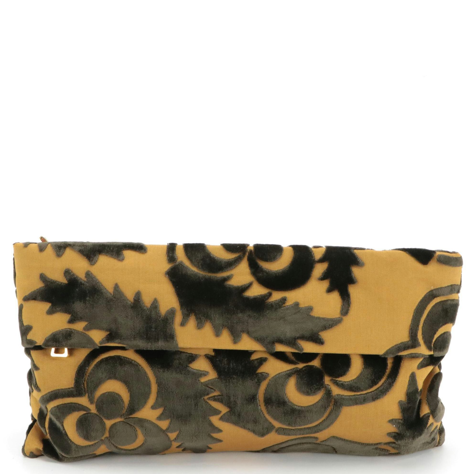Prada Velluto Jacquard Pochette in Yellow and Black
