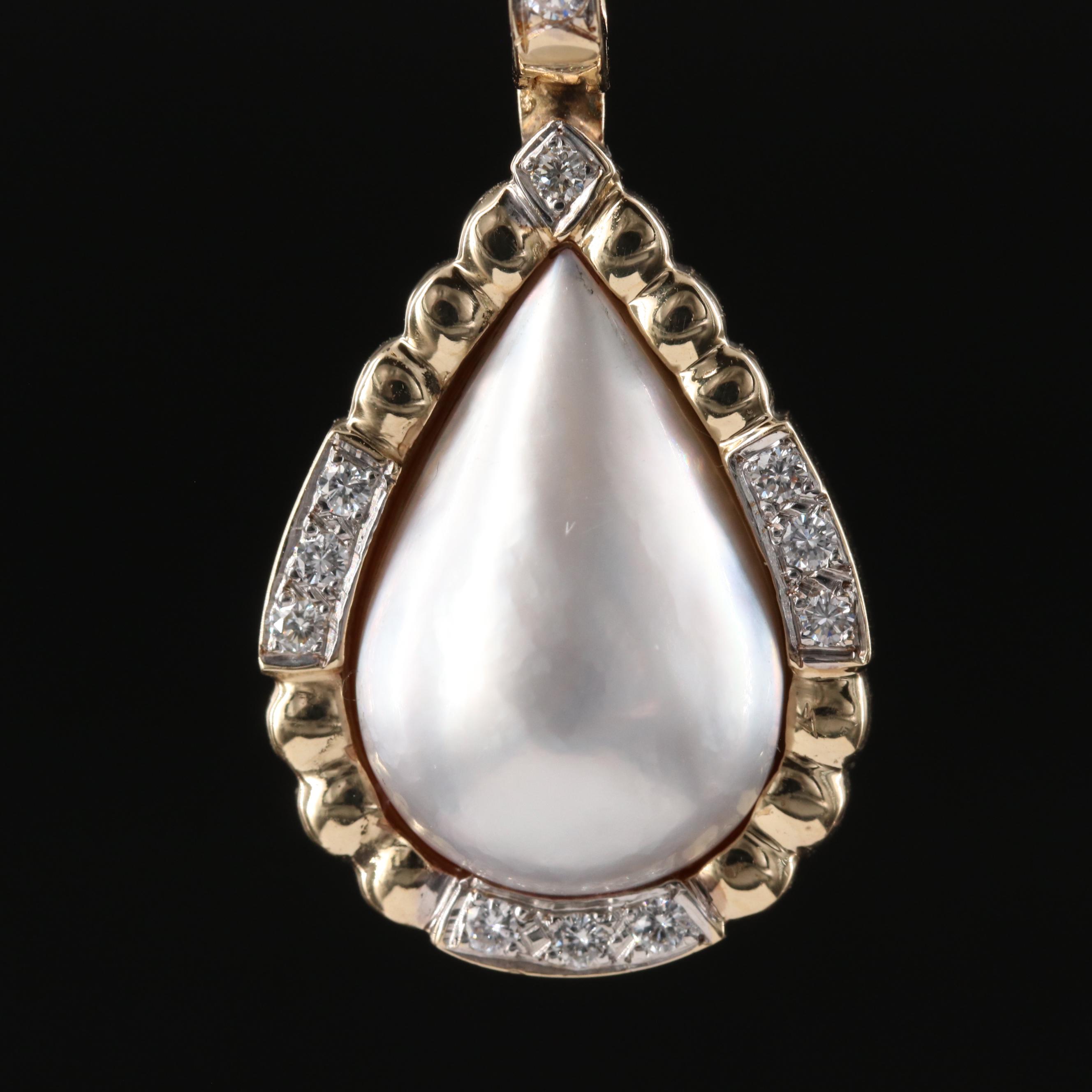 14K Mabé Pearl and Diamond Drop Enhancer Pendant