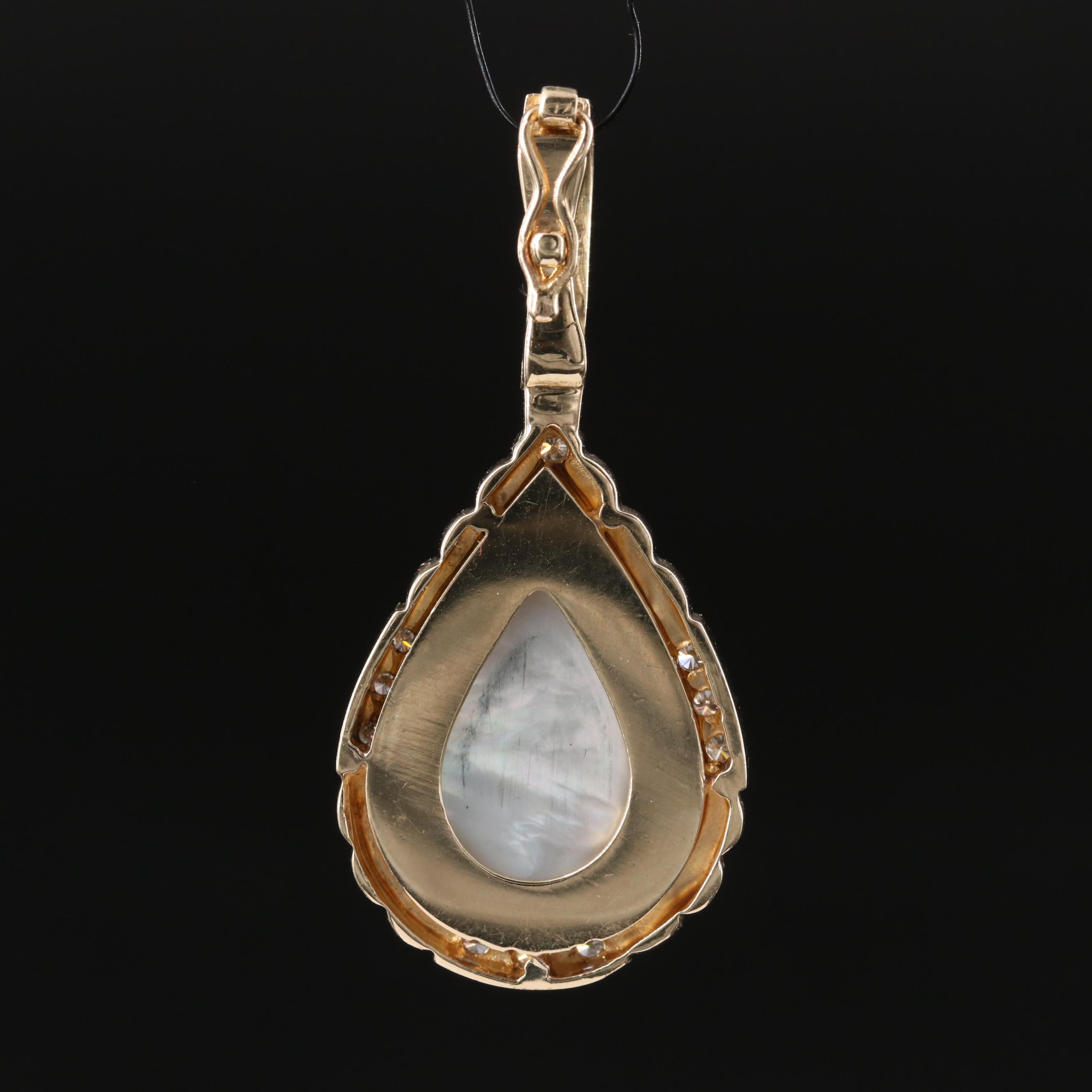 14K Mabé Pearl and Diamond Drop Enhancer Pendant