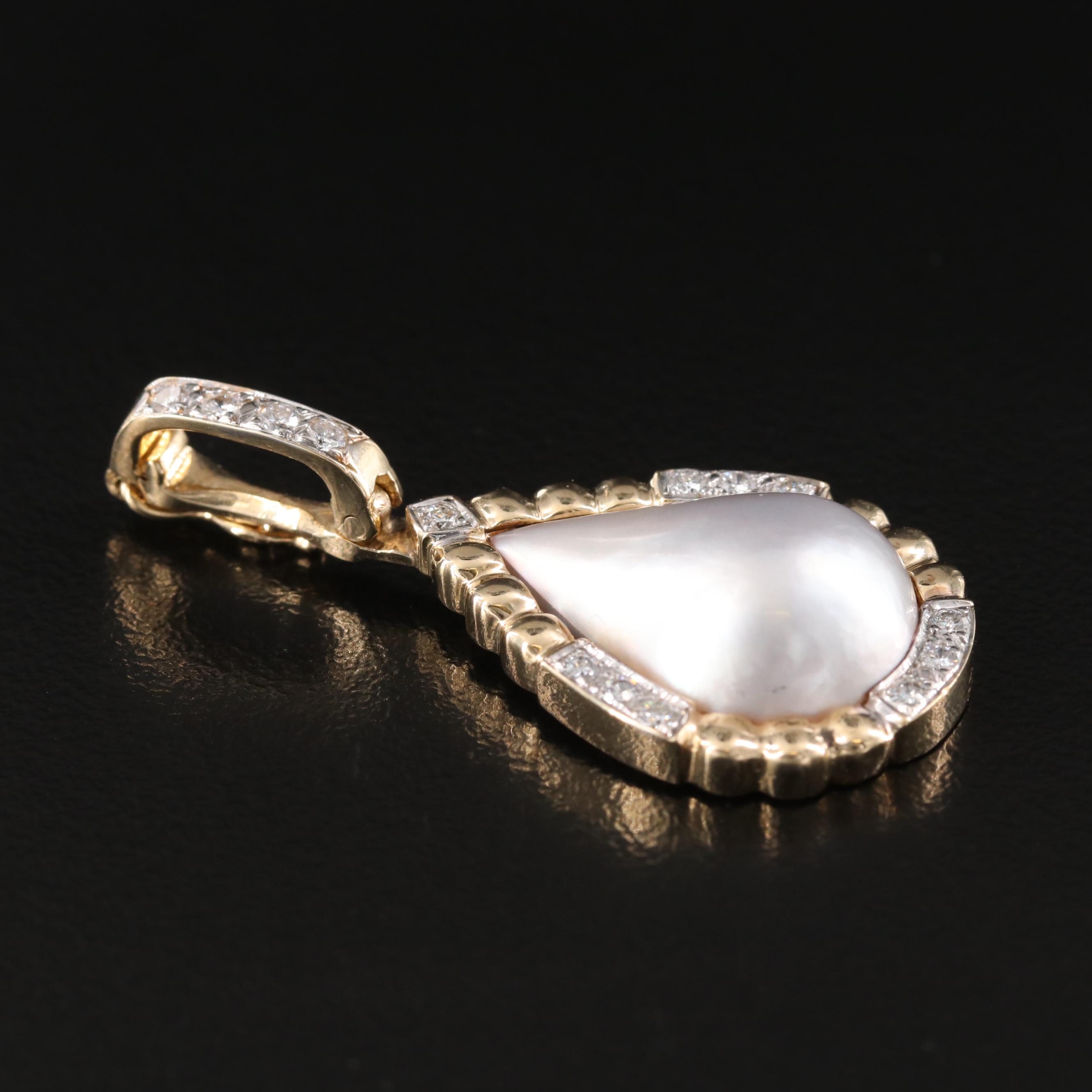 14K Mabé Pearl and Diamond Drop Enhancer Pendant